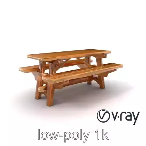 Classic Weathered Timber Picnic Table model pack