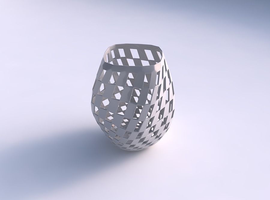 Vase low bulky helix with checker grid lattice 3D print model_0