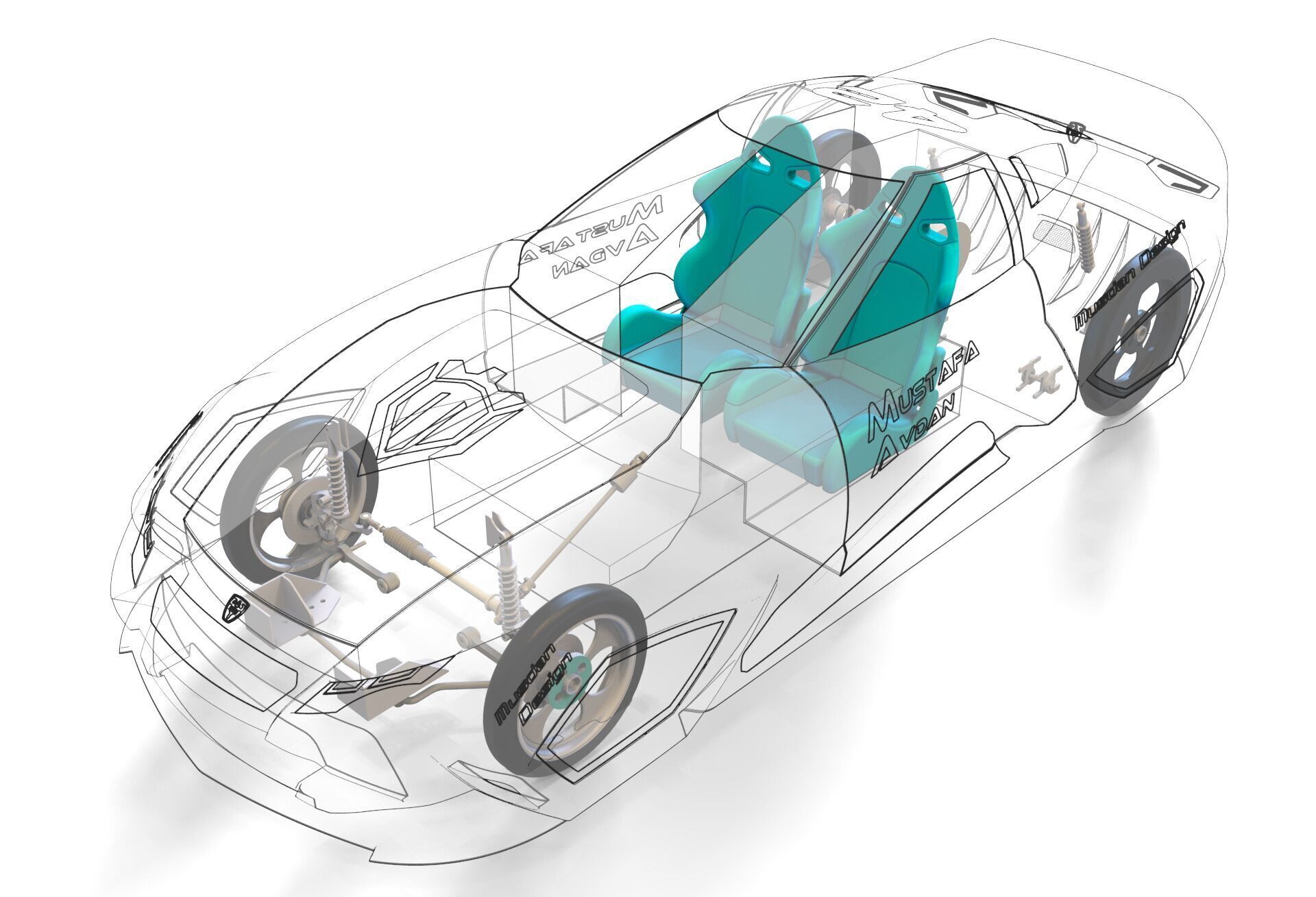 Custom Electric Car Prototype High Quality 3D CAD Model 3D model_5