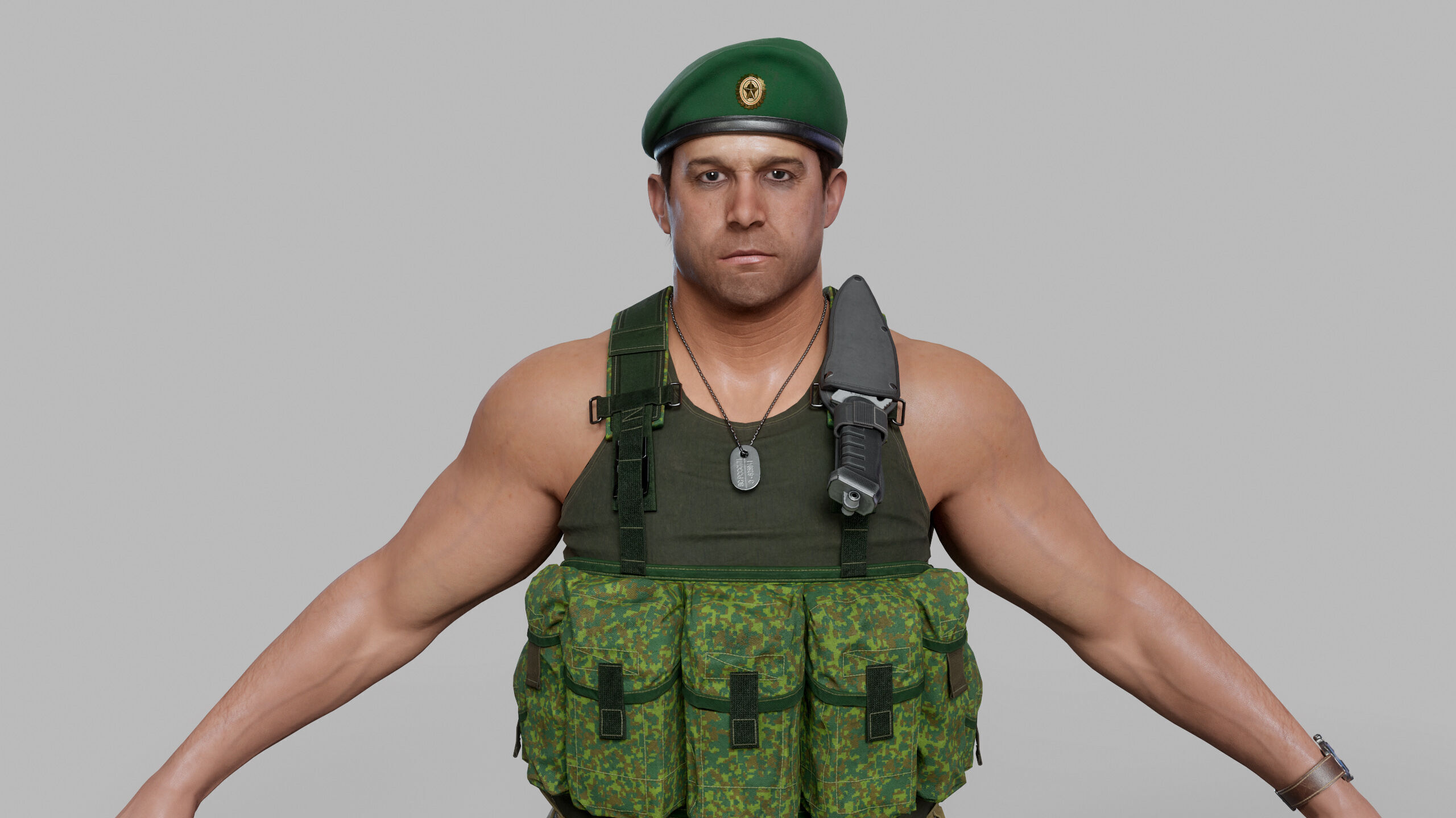 Modern Russian Soldier Low-poly 3D model_11