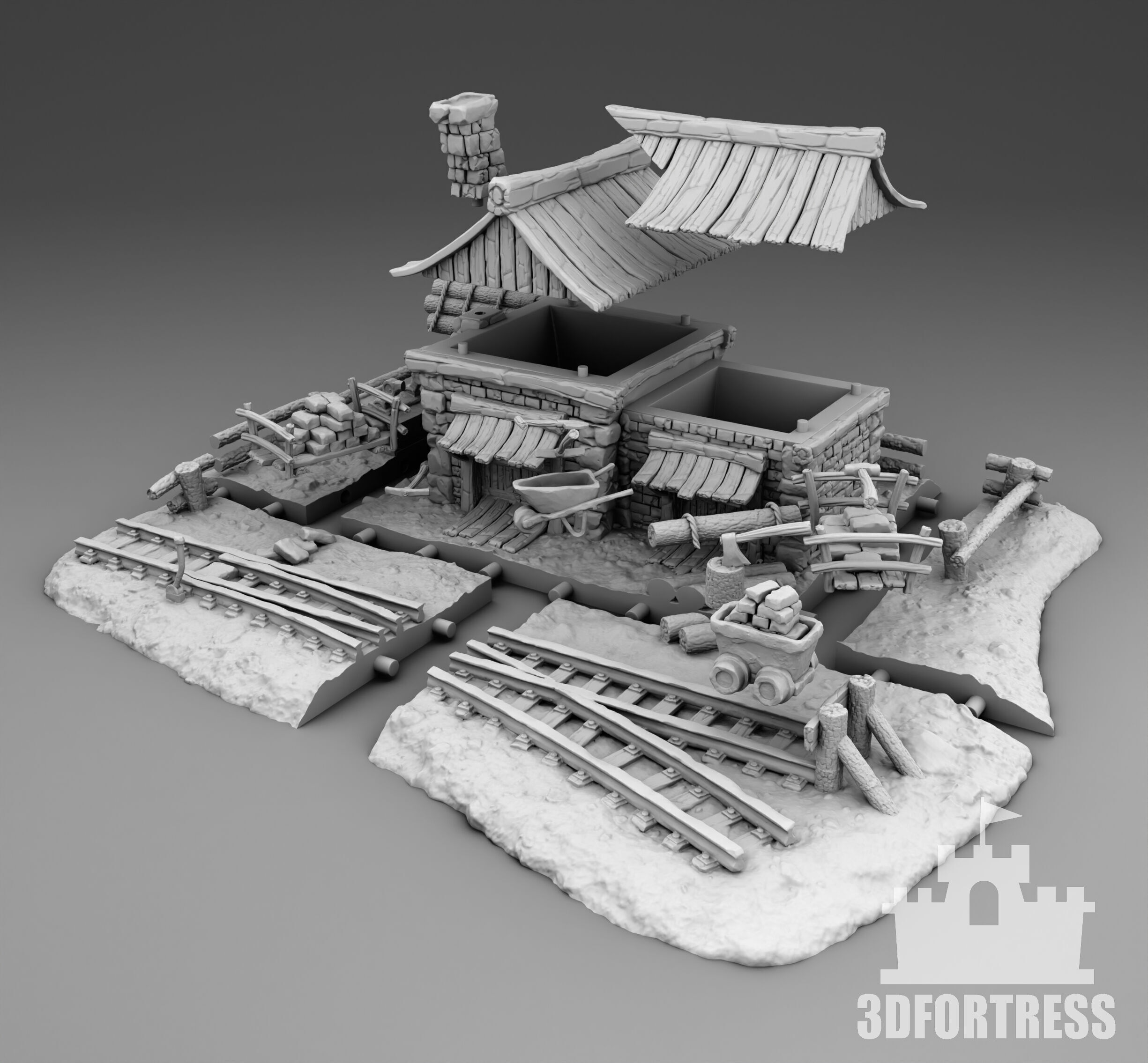 Cartoon factory 3D print model_2