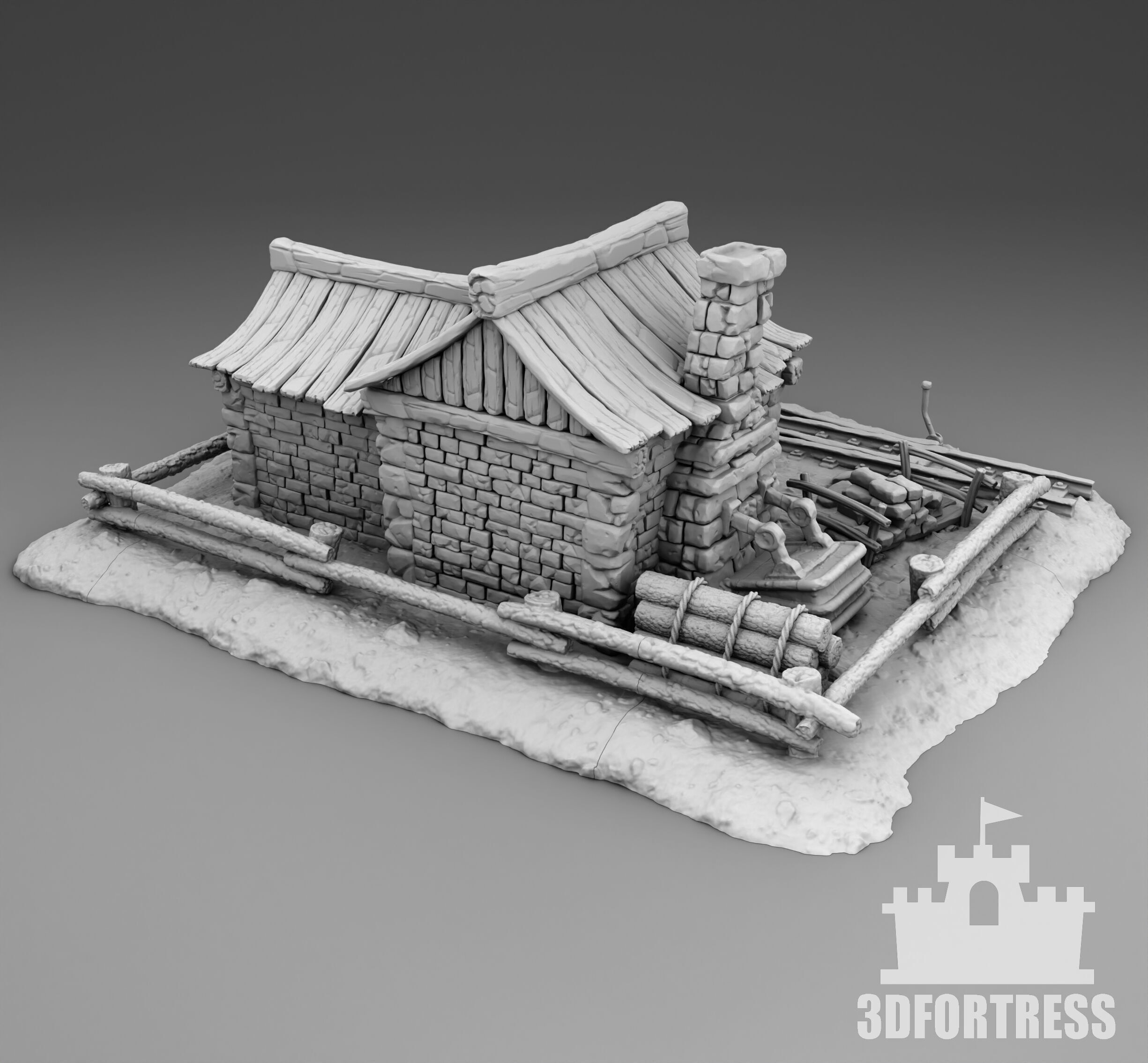 Cartoon factory 3D print model_1