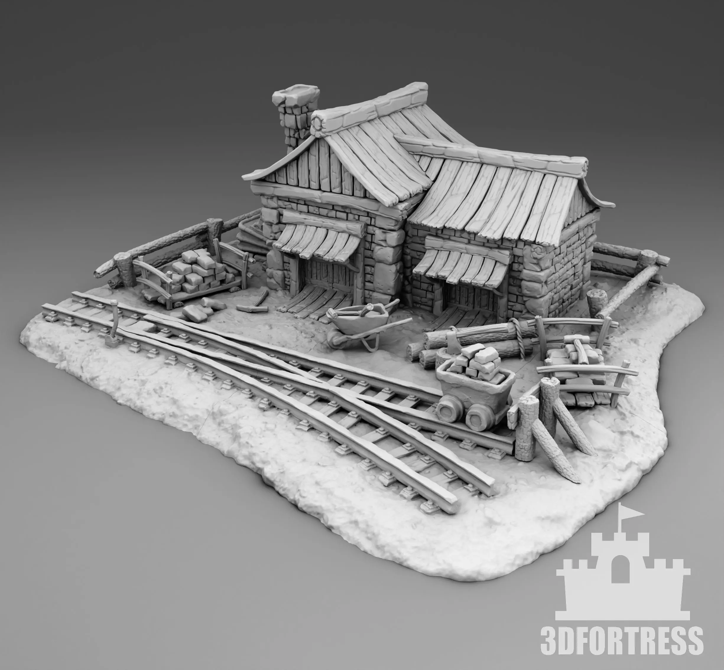 Cartoon factory 3D print model_0