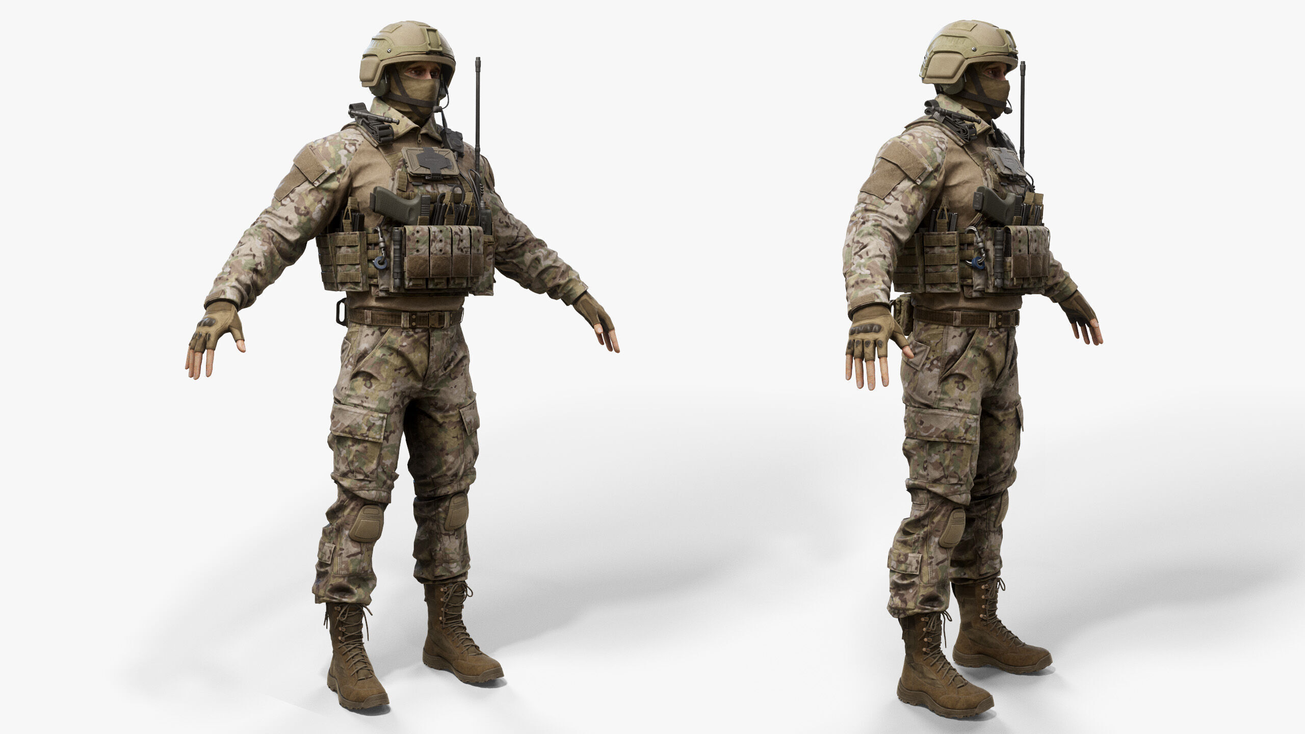 Modern US Soldier Low-poly 3D model_5