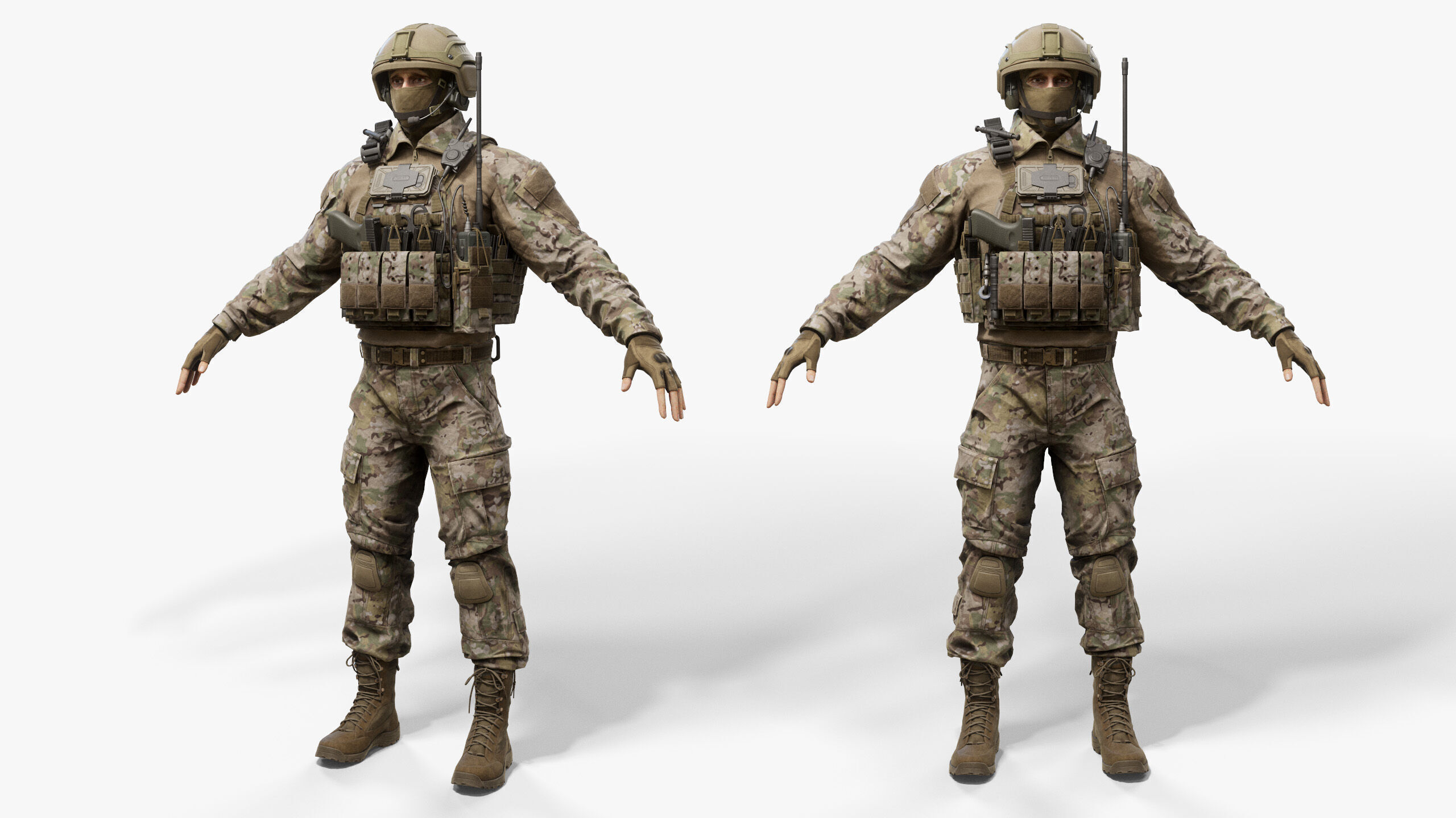 Modern US Soldier Low-poly 3D model_4