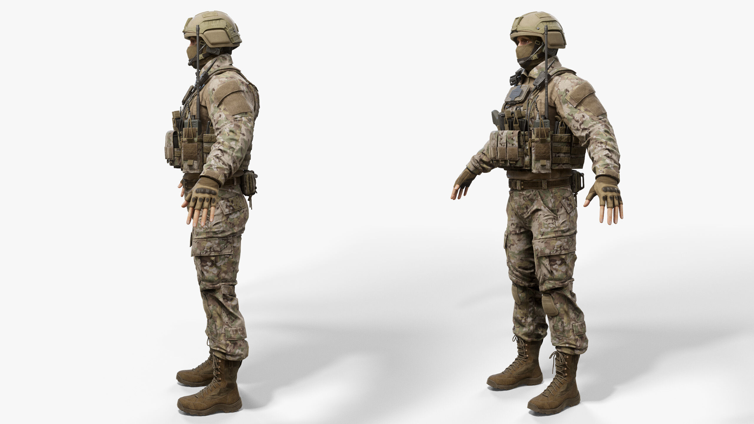 Modern US Soldier Low-poly 3D model_9