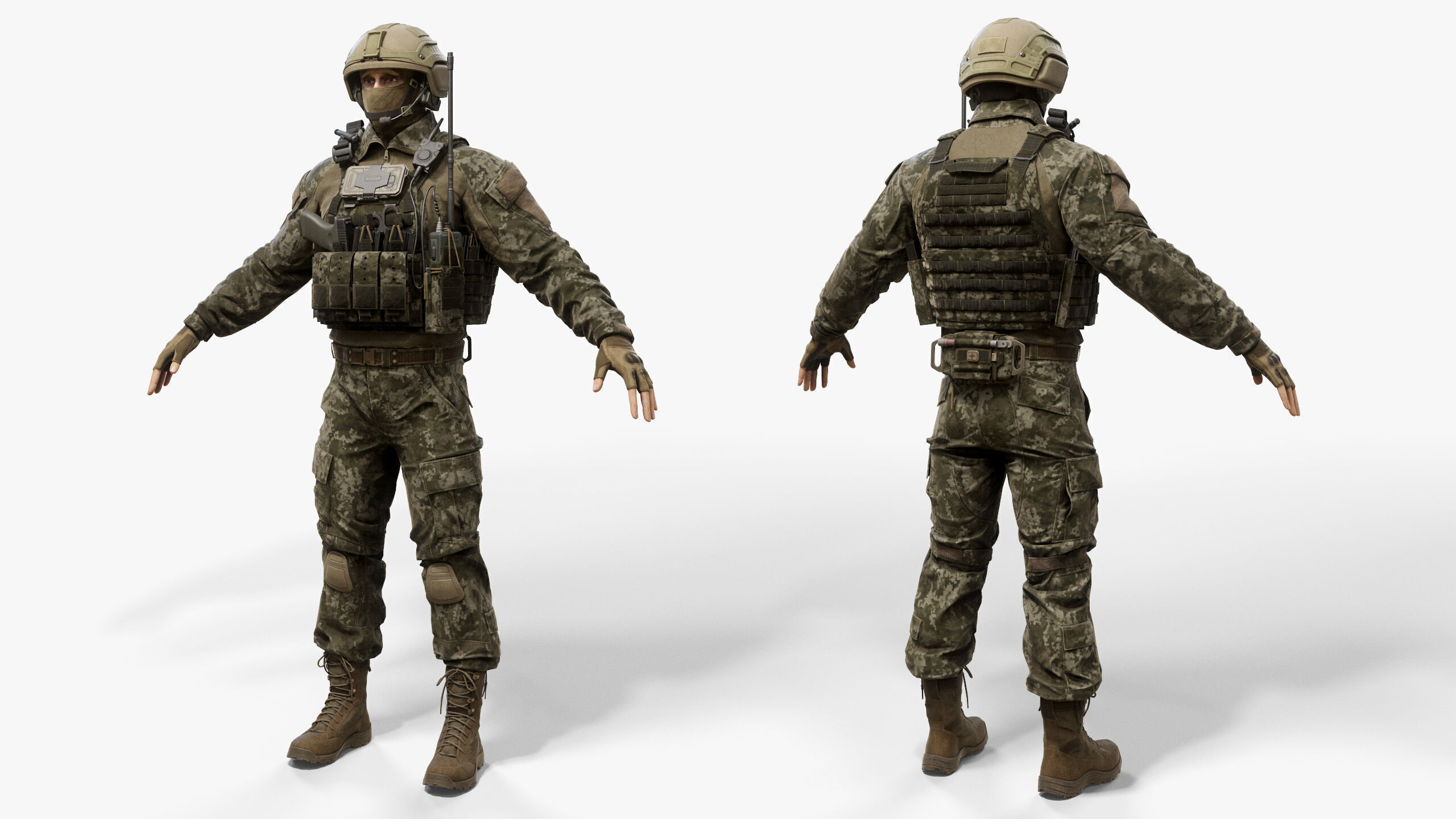 Modern US Soldier Low-poly 3D model_10