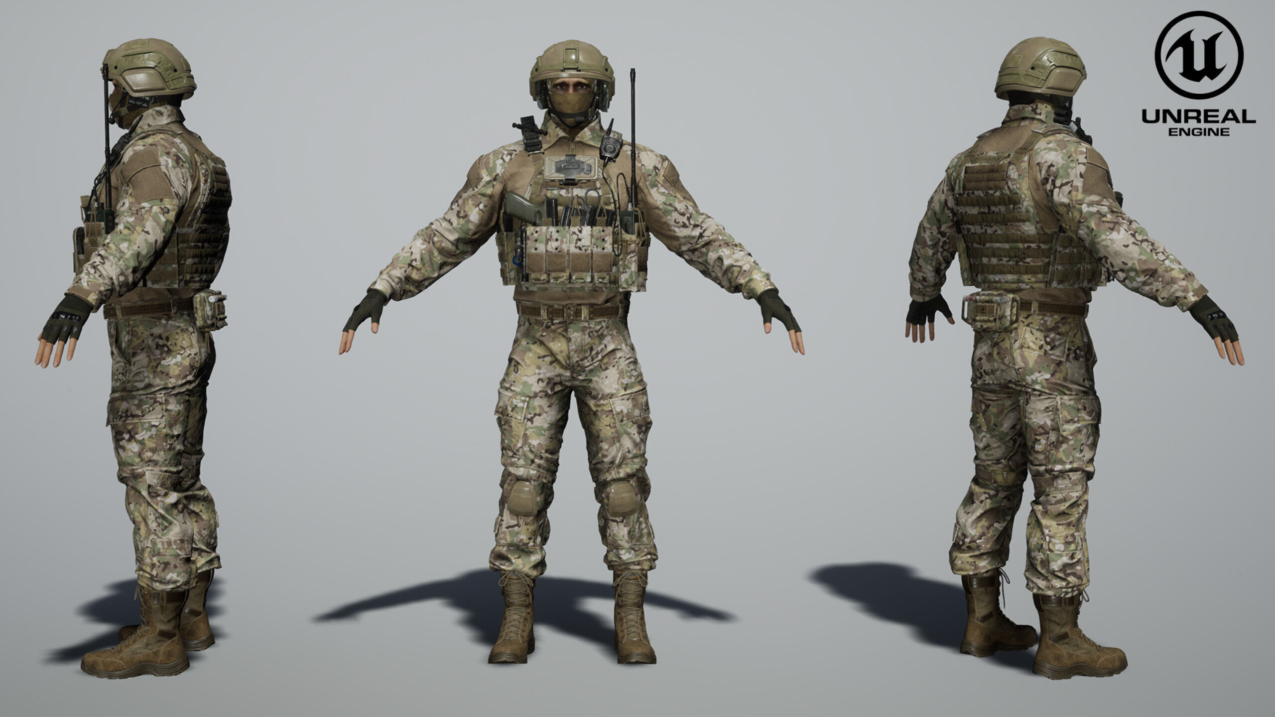 Modern US Soldier Low-poly 3D model_16