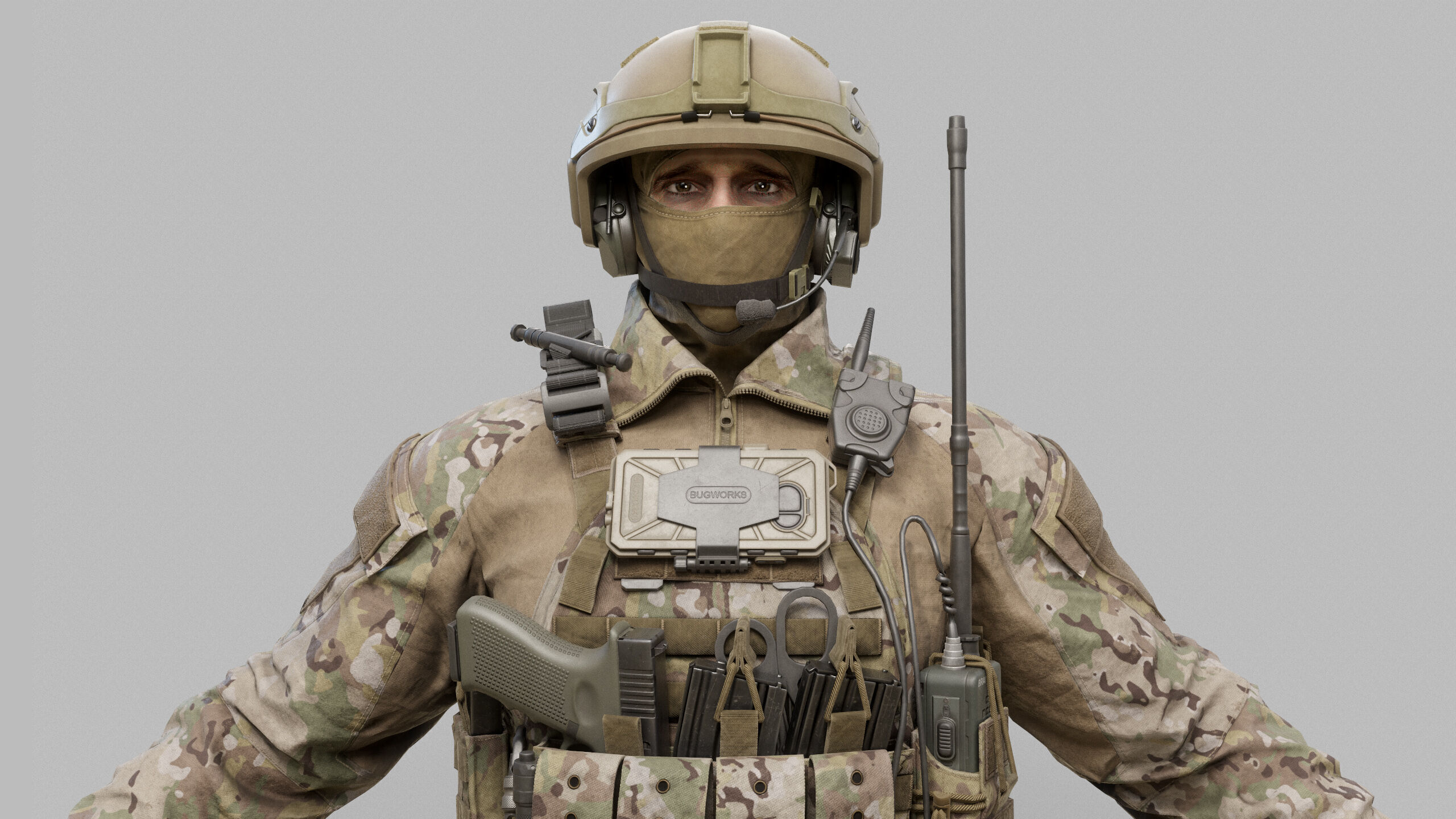 Modern US Soldier Low-poly 3D model_26
