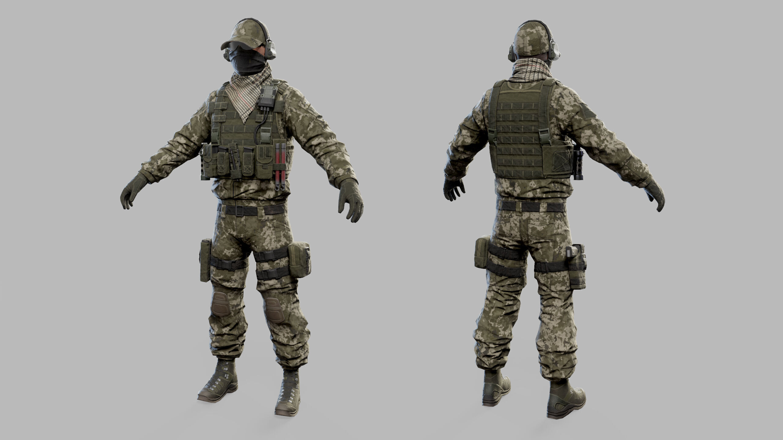US Modern Assault Soldier Low-poly 3D model_8