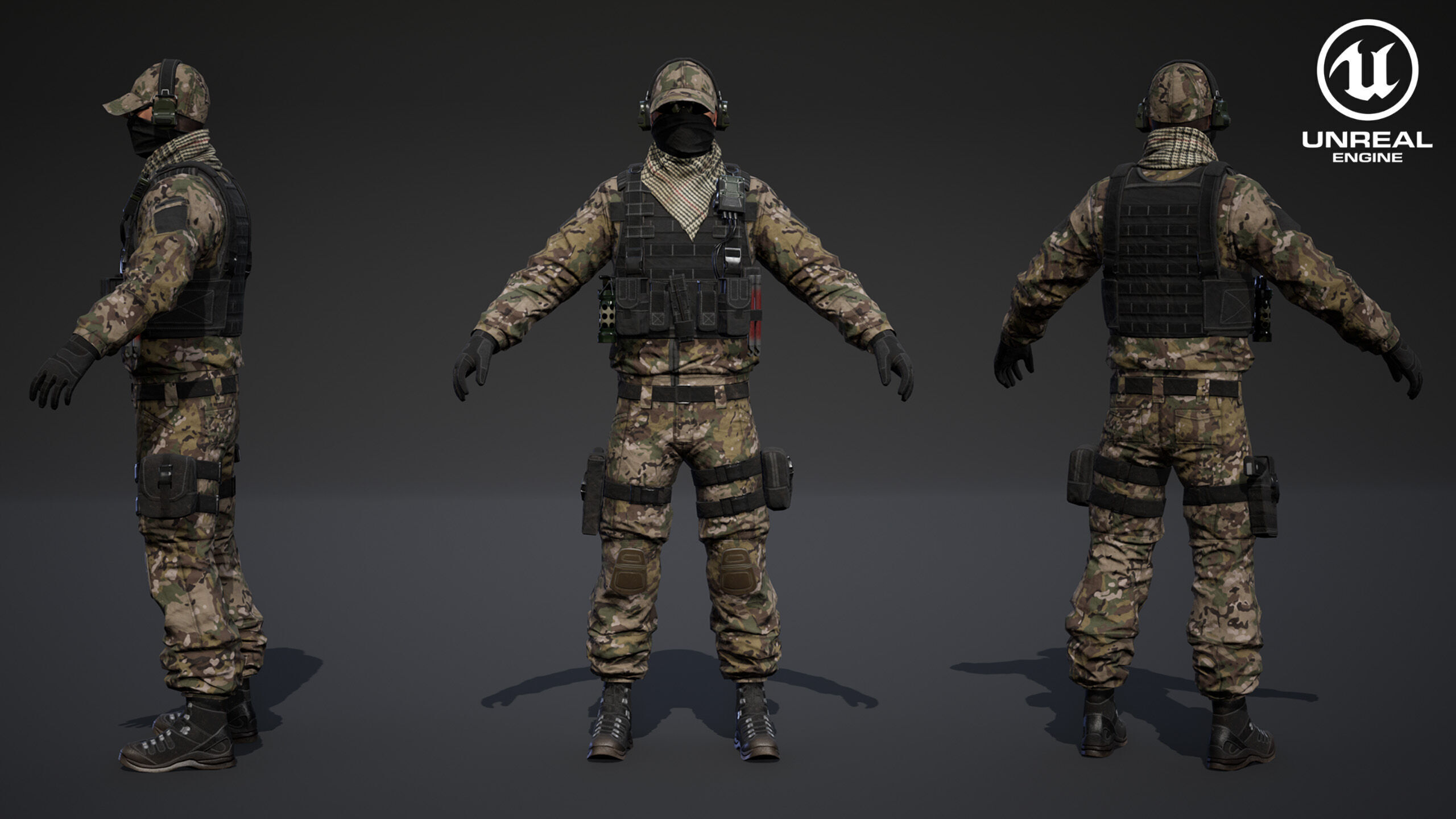 US Modern Assault Soldier Low-poly 3D model_34