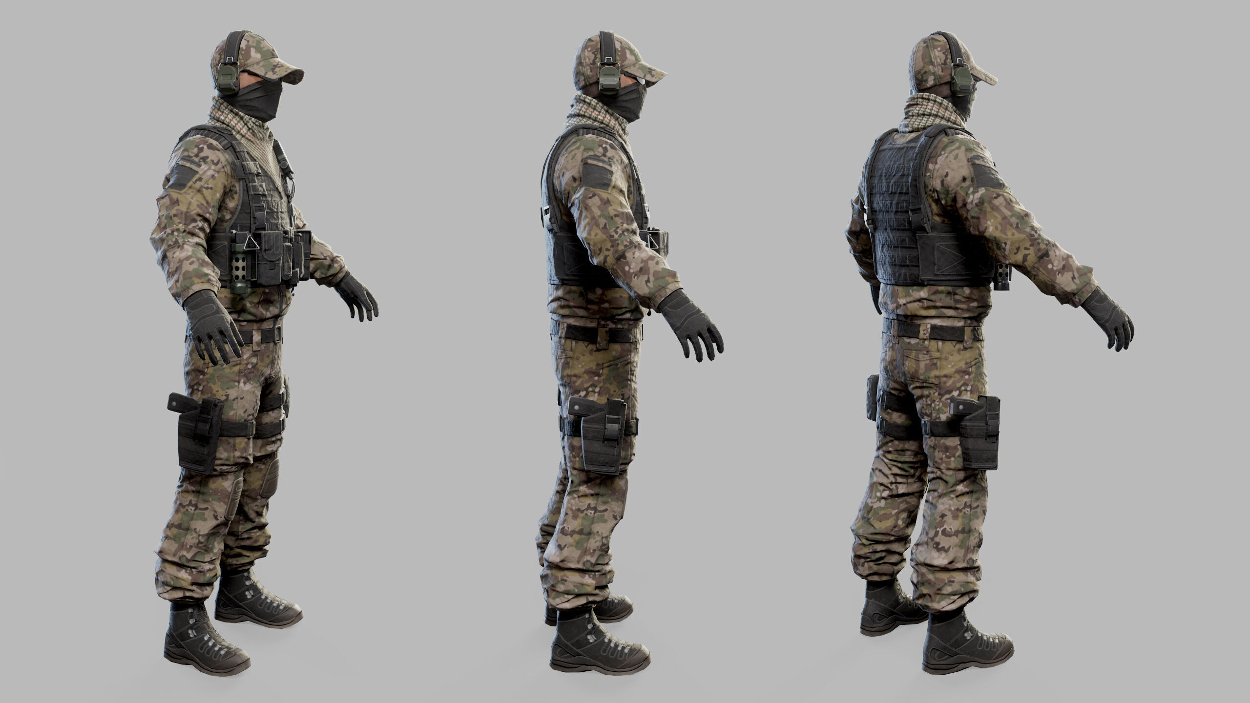 US Modern Assault Soldier Low-poly 3D model_5