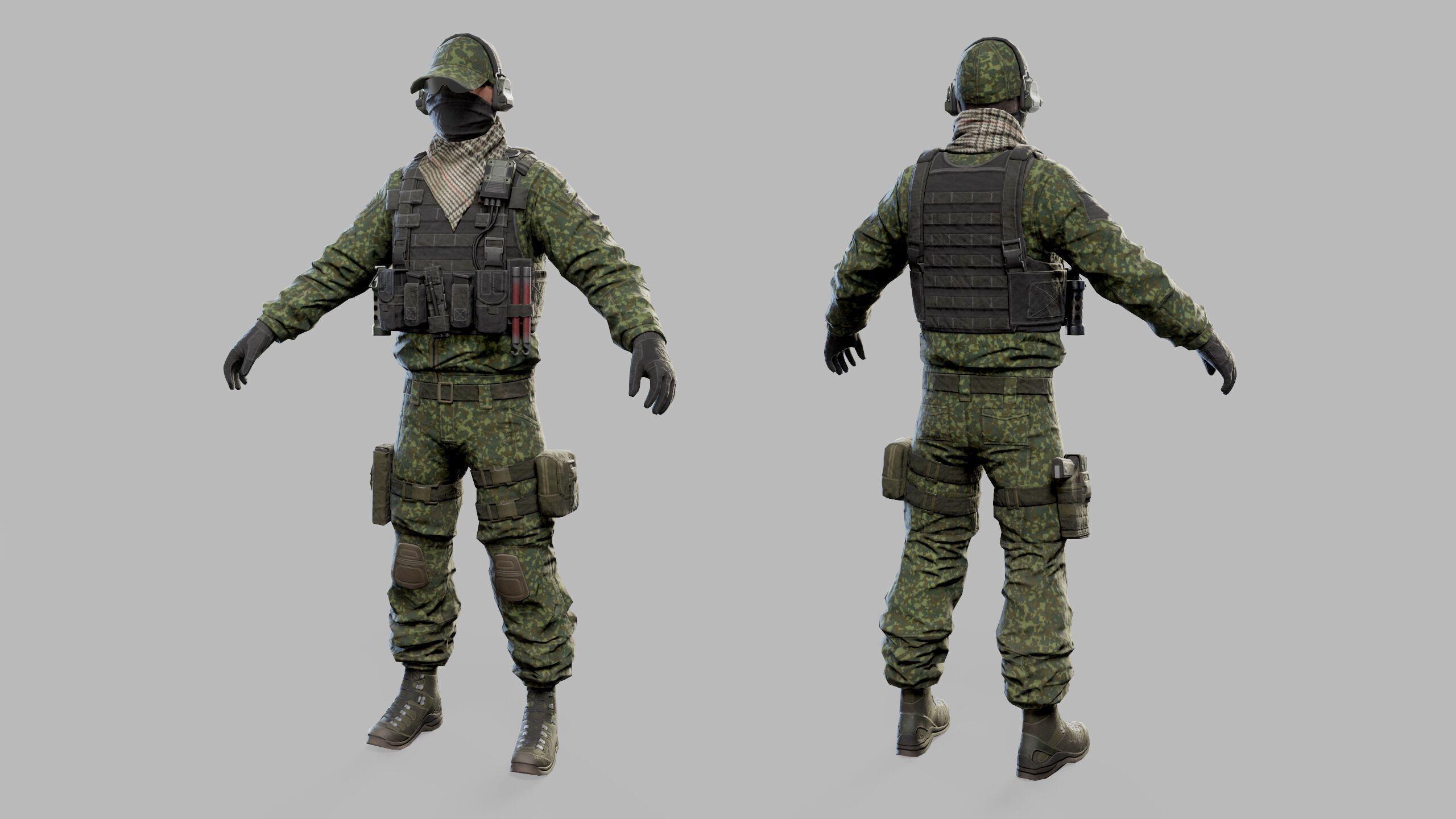US Modern Assault Soldier Low-poly 3D model_9