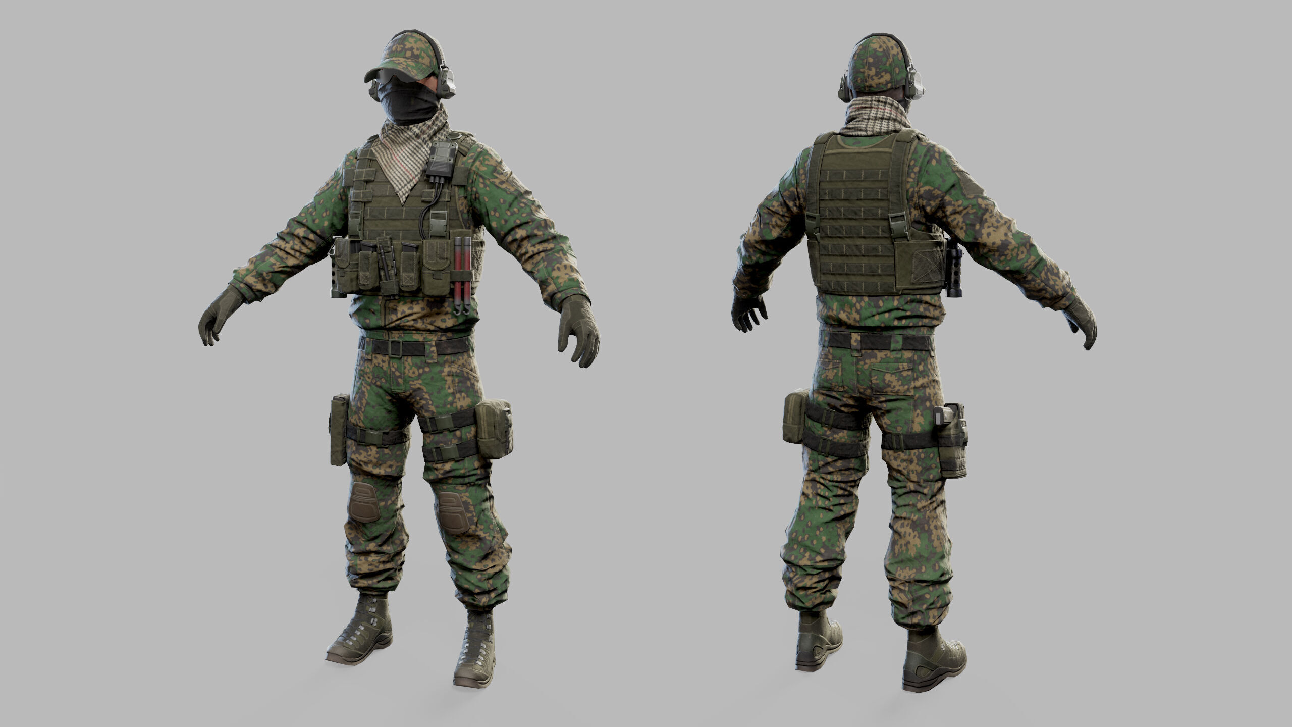 US Modern Assault Soldier Low-poly 3D model_10