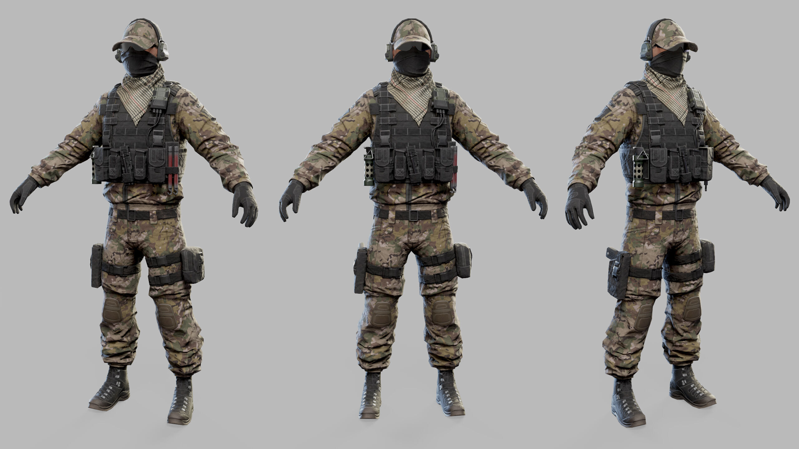 US Modern Assault Soldier Low-poly 3D model_4