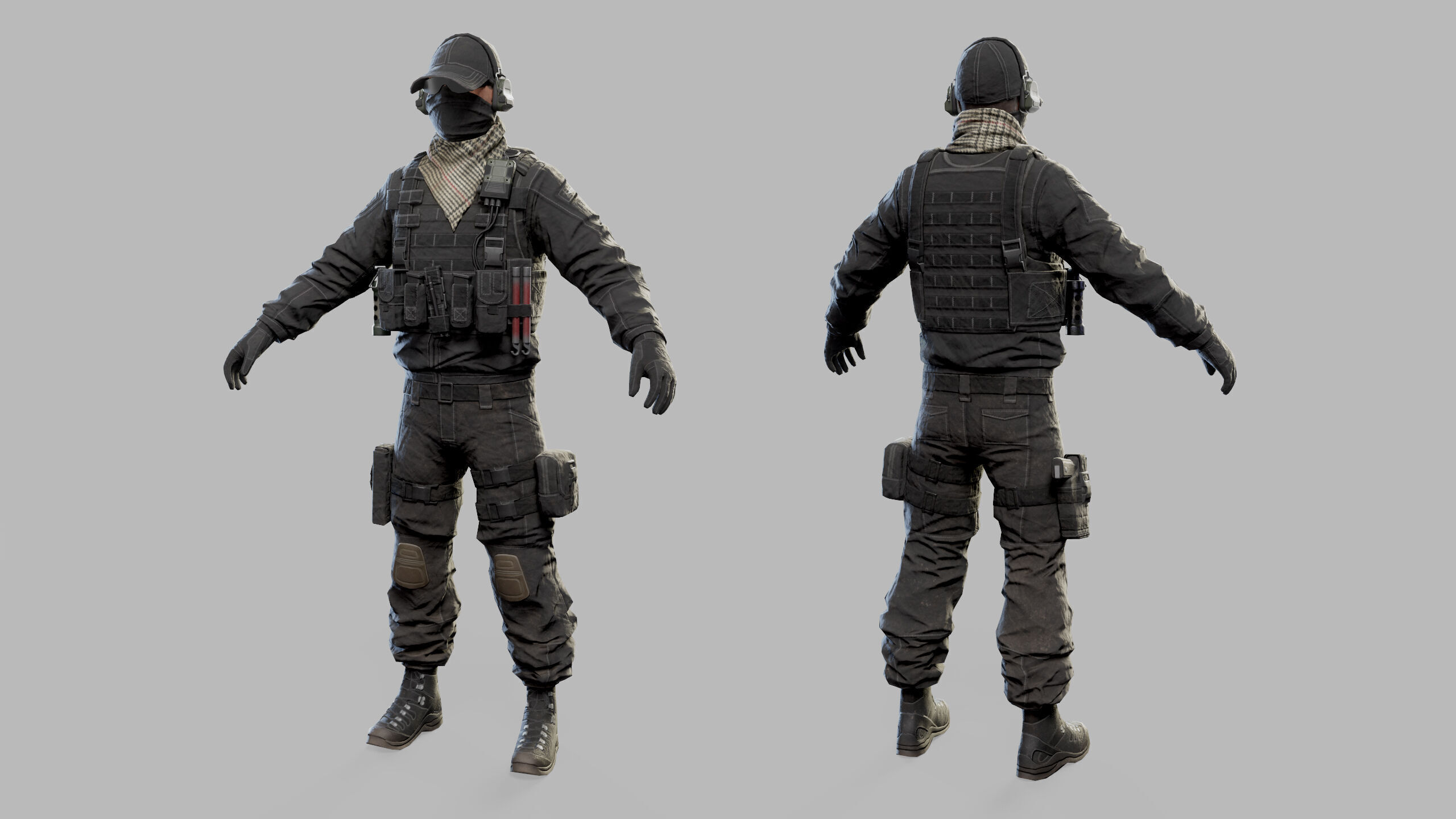 US Modern Assault Soldier Low-poly 3D model_11