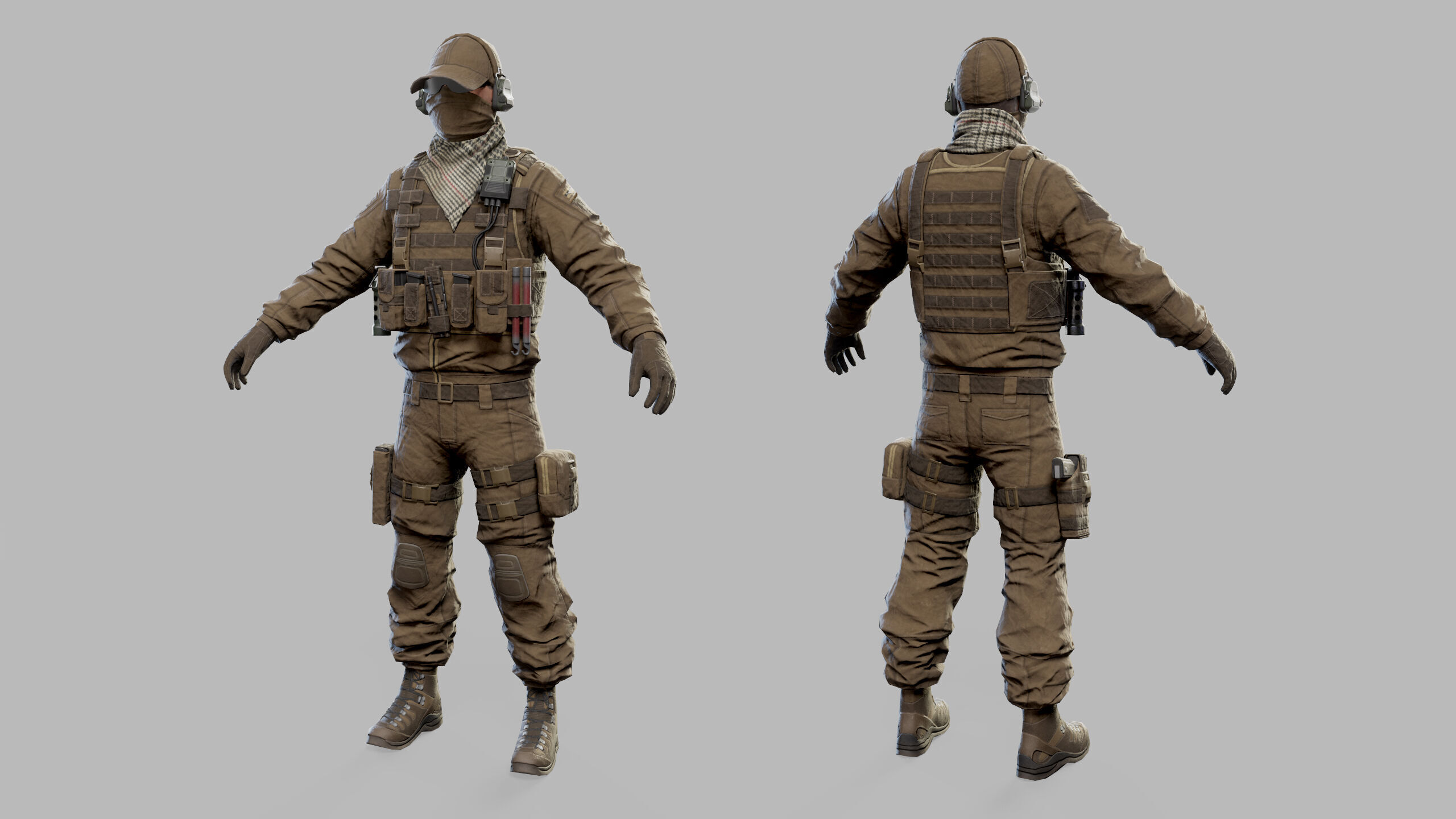 US Modern Assault Soldier Low-poly 3D model_13