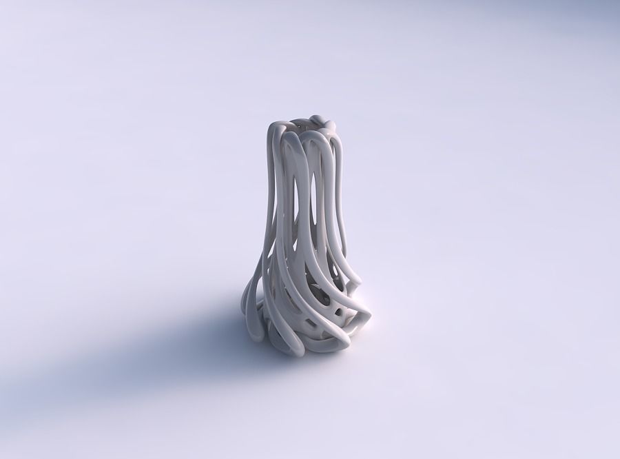 Vase flared double twisted small with collapsed top streched ... 3D print model_0