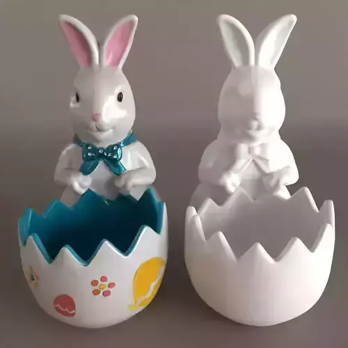 Easter Bunny Pot urn Planter Candy Dish 3D print model