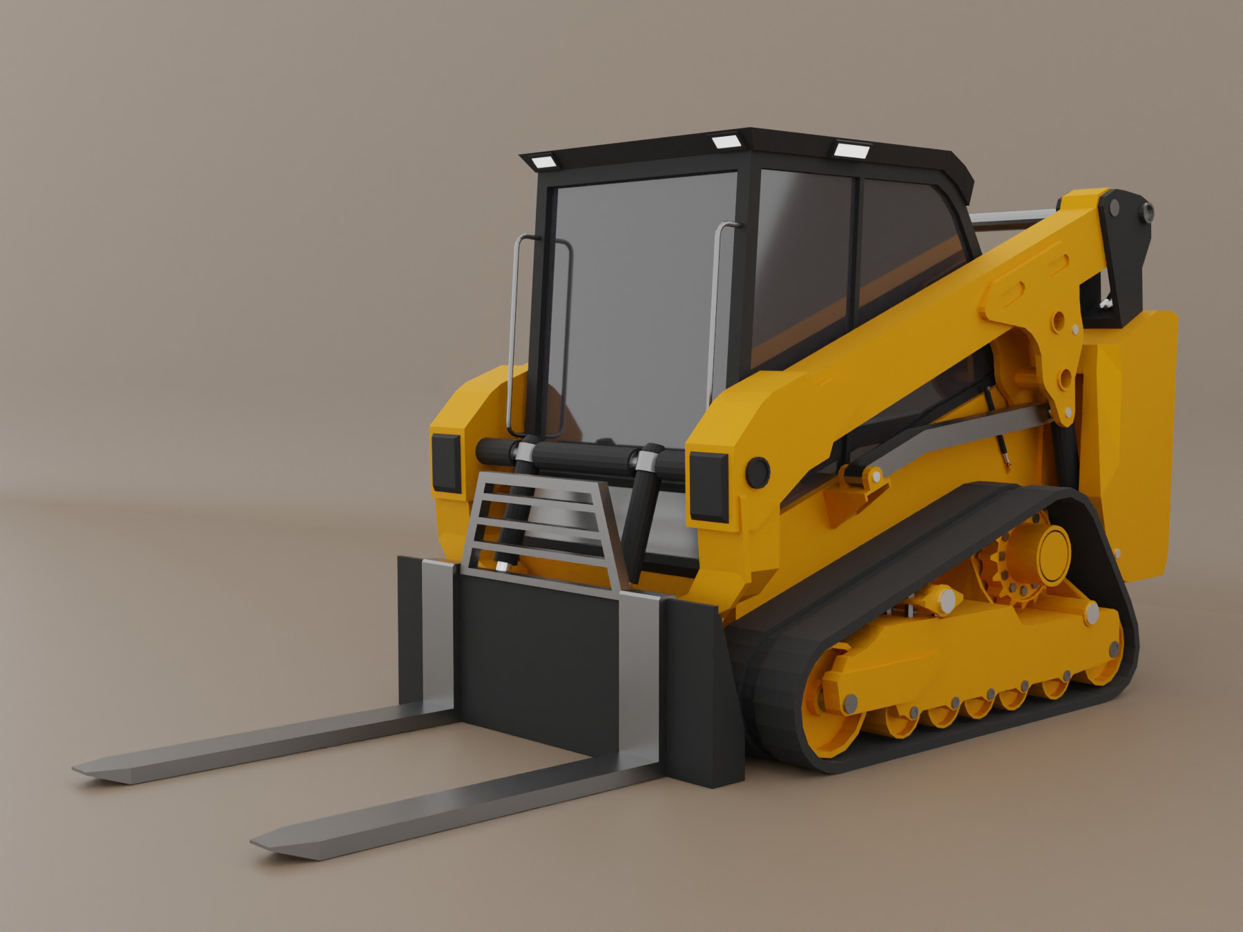Compact Track Loader Heavy Vehicle Low-poly 3D model_5