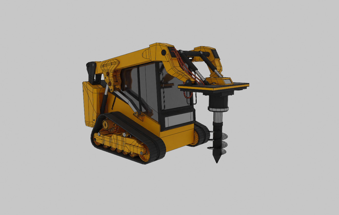 Compact Track Loader Heavy Vehicle Low-poly 3D model_15
