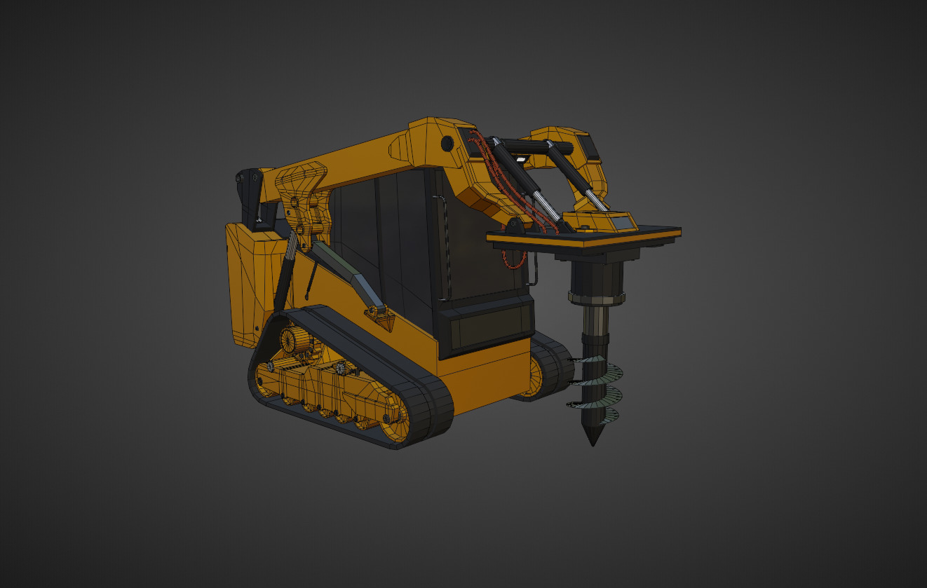 Compact Track Loader Heavy Vehicle Low-poly 3D model_16