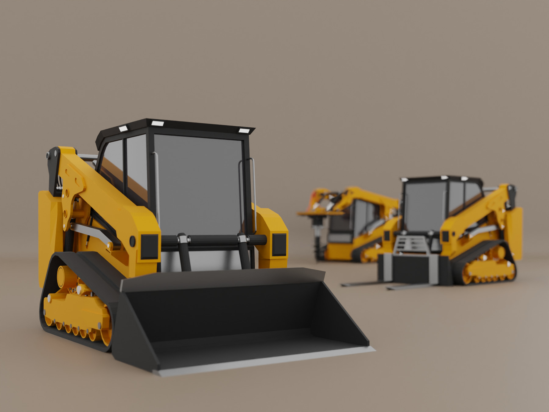 Compact Track Loader Heavy Vehicle Low-poly 3D model_1