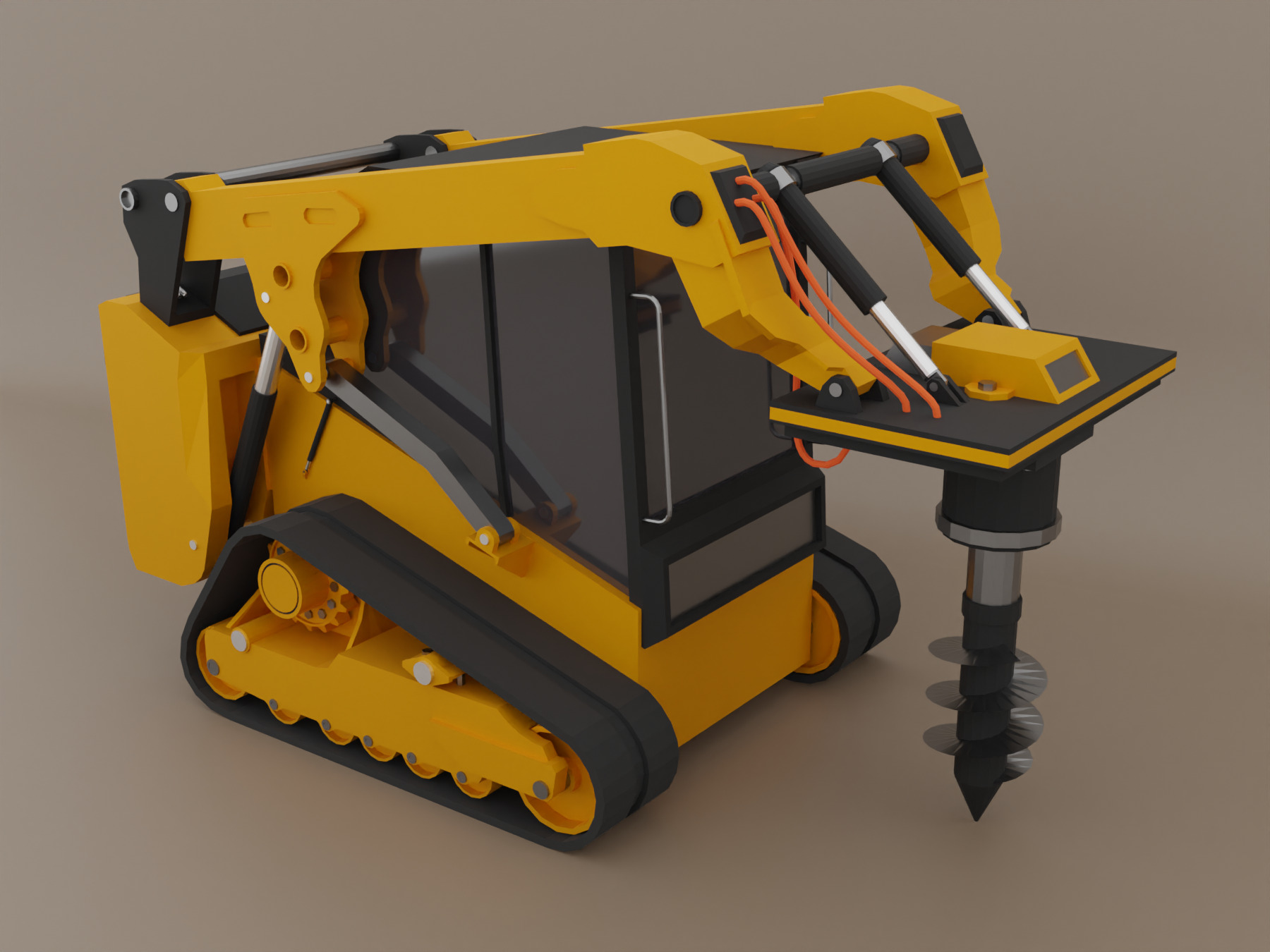 Compact Track Loader Heavy Vehicle Low-poly 3D model_6
