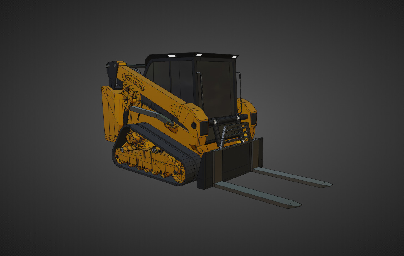 Compact Track Loader Heavy Vehicle Low-poly 3D model_12