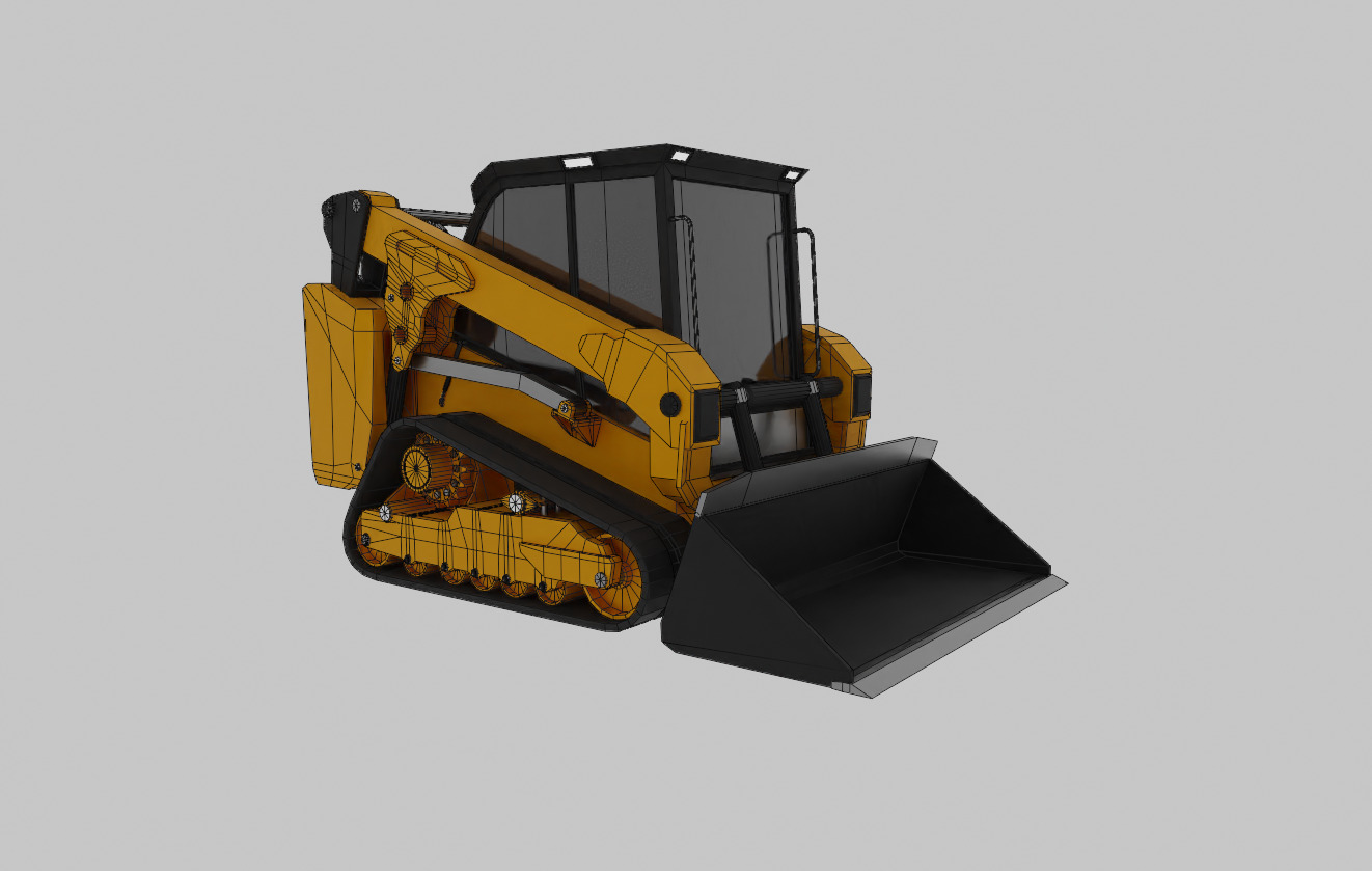 Compact Track Loader Heavy Vehicle Low-poly 3D model_7