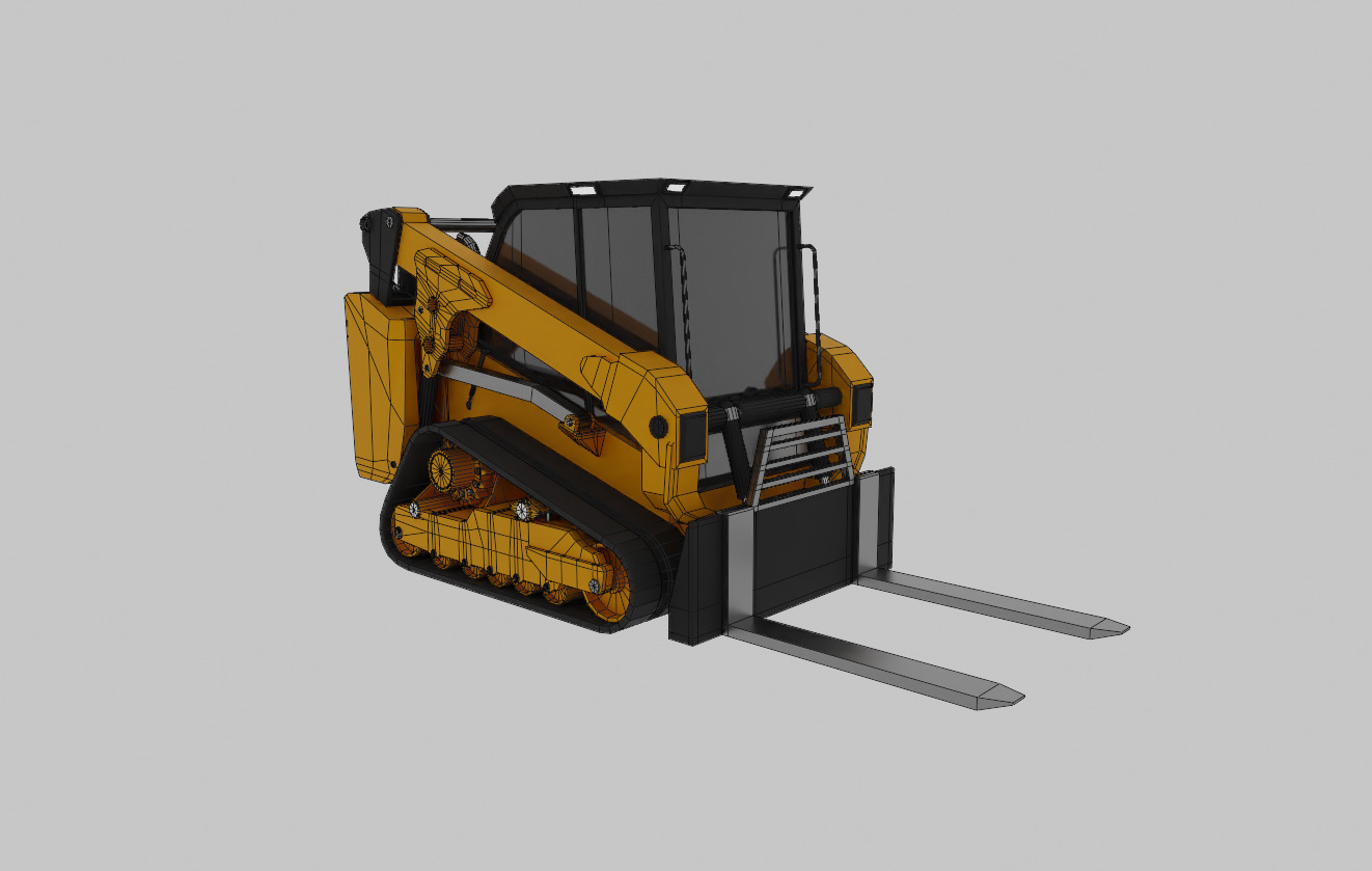 Compact Track Loader Heavy Vehicle Low-poly 3D model_11