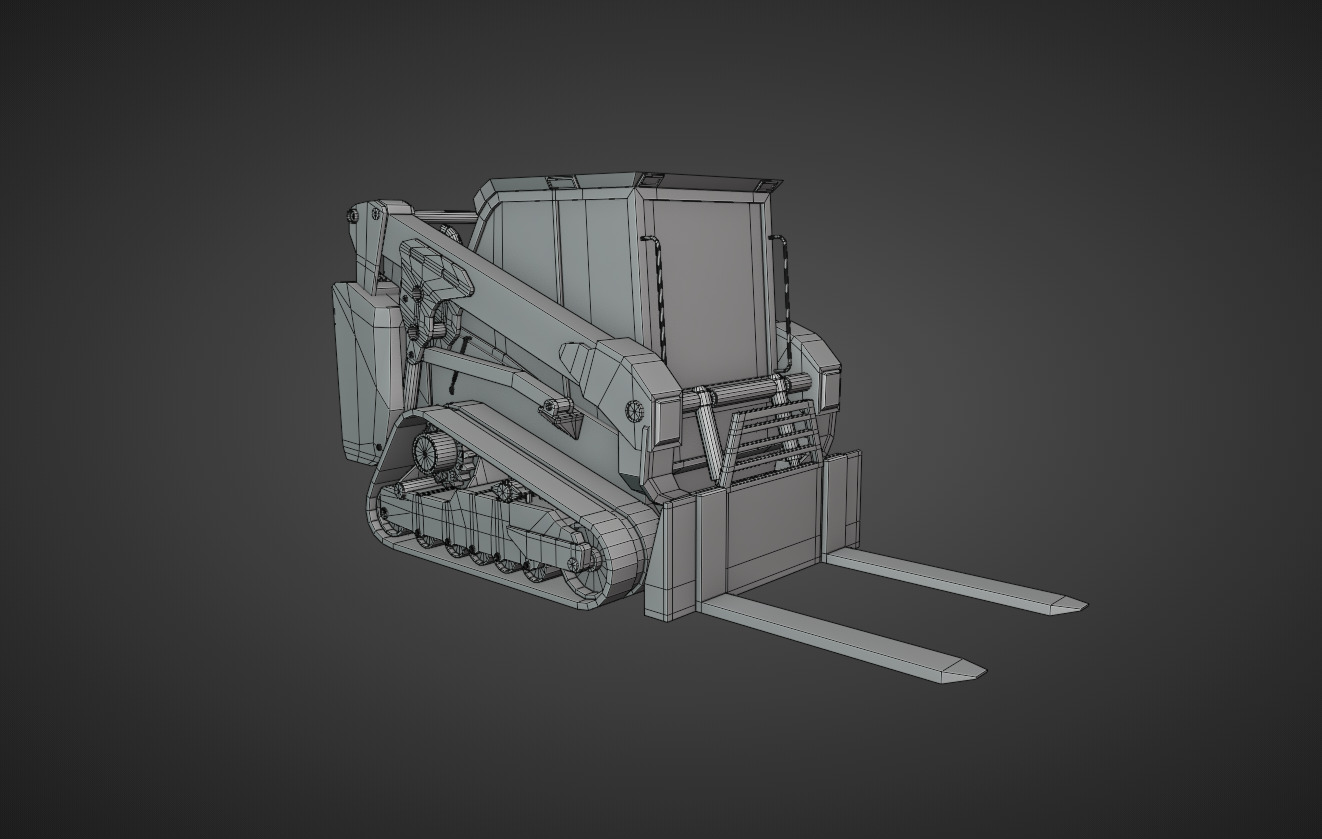 Compact Track Loader Heavy Vehicle Low-poly 3D model_13