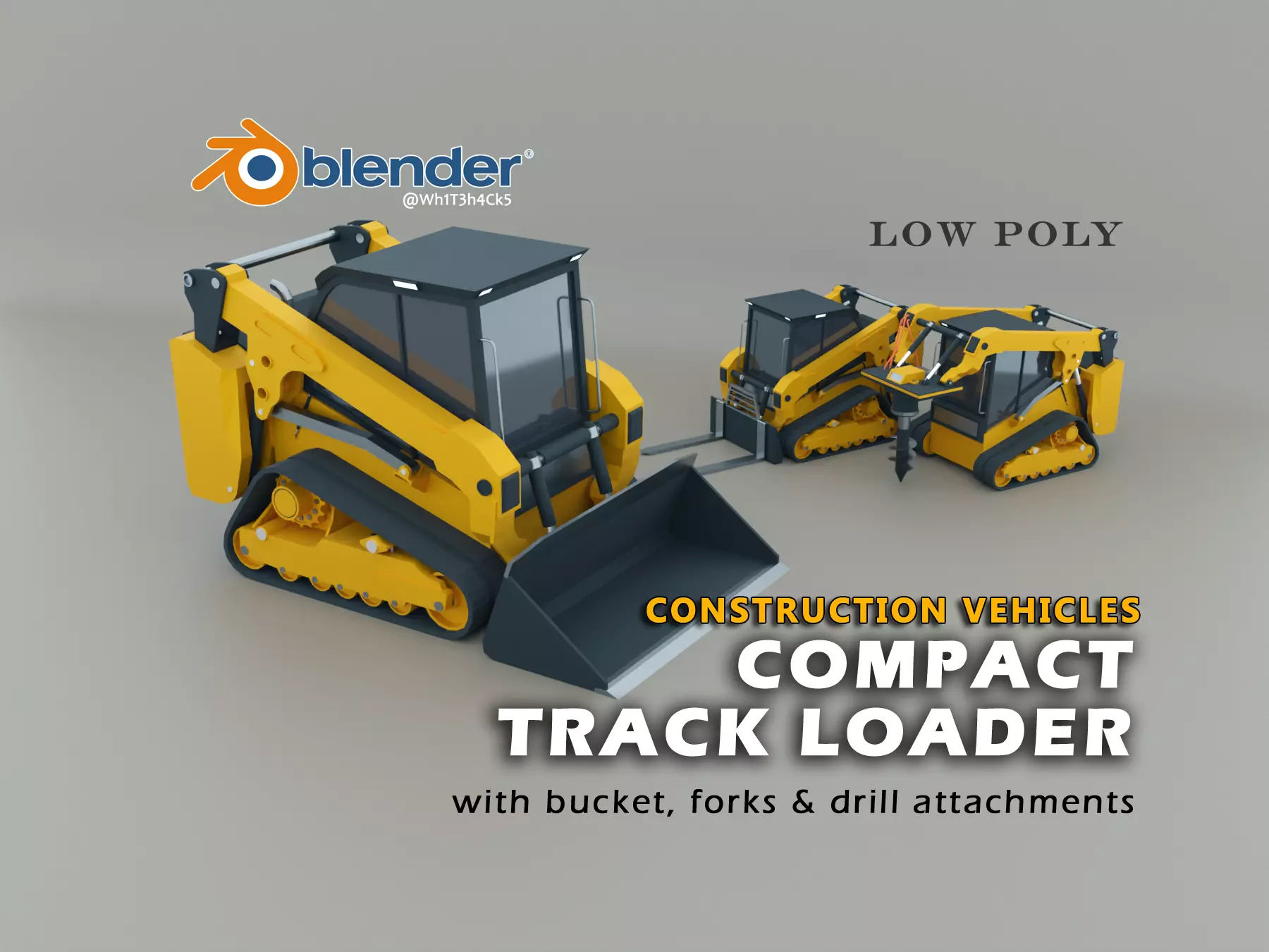 Compact Track Loader Heavy Vehicle Low-poly 3D model_0