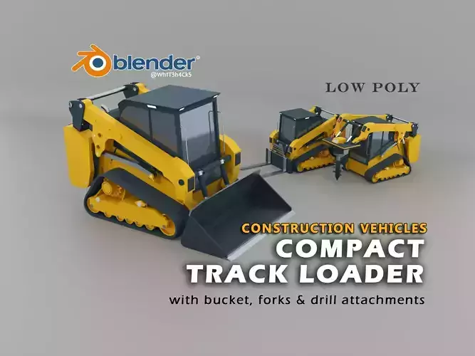 Compact Track Loader Heavy Vehicle Low-poly 3D model