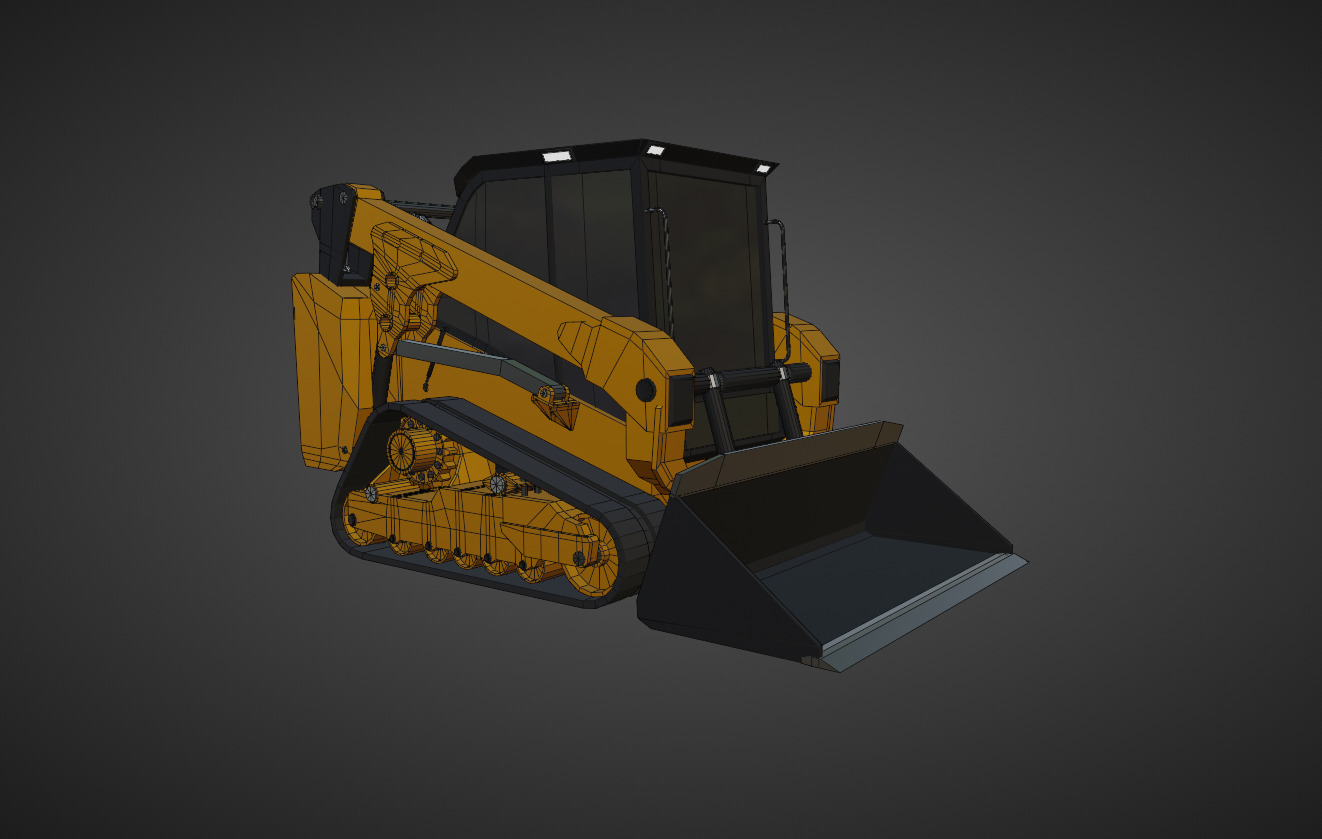 Compact Track Loader Heavy Vehicle Low-poly 3D model_8