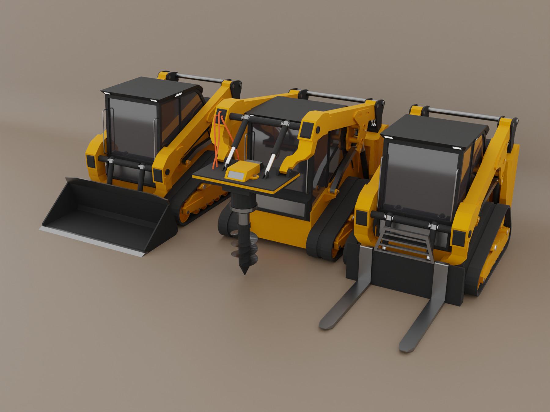 Compact Track Loader Heavy Vehicle Low-poly 3D model_3