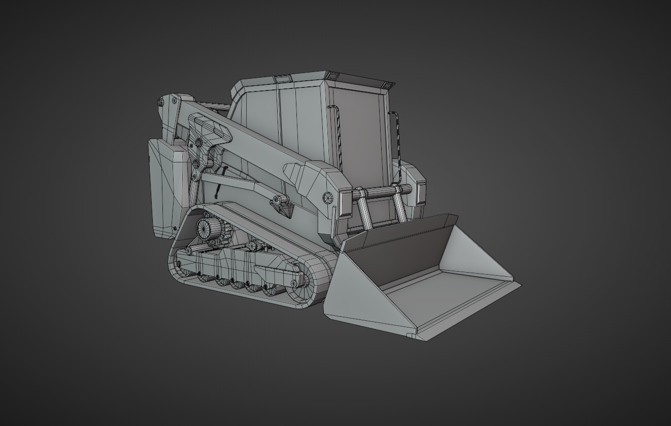 Compact Track Loader Heavy Vehicle Low-poly 3D model_9