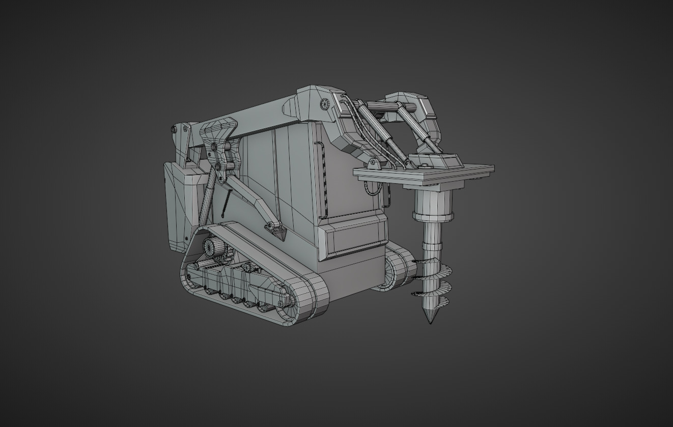 Compact Track Loader Heavy Vehicle Low-poly 3D model_17