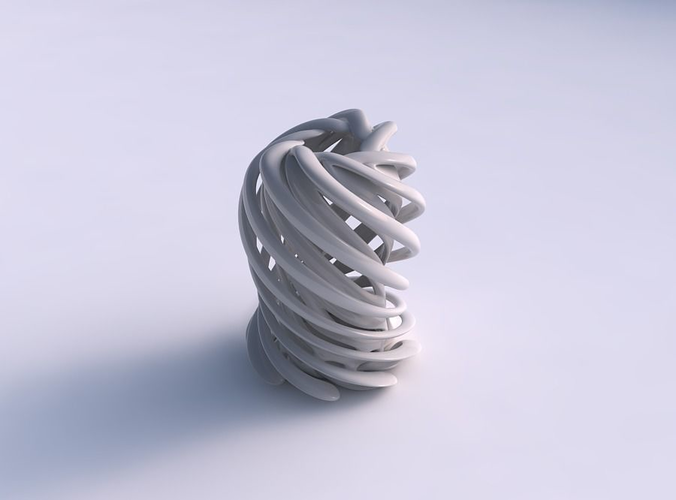 Vase double twisted with wide collapsed top twisted and streched top