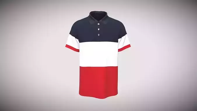 Polo Shirt-Contrast Color In Low Poly