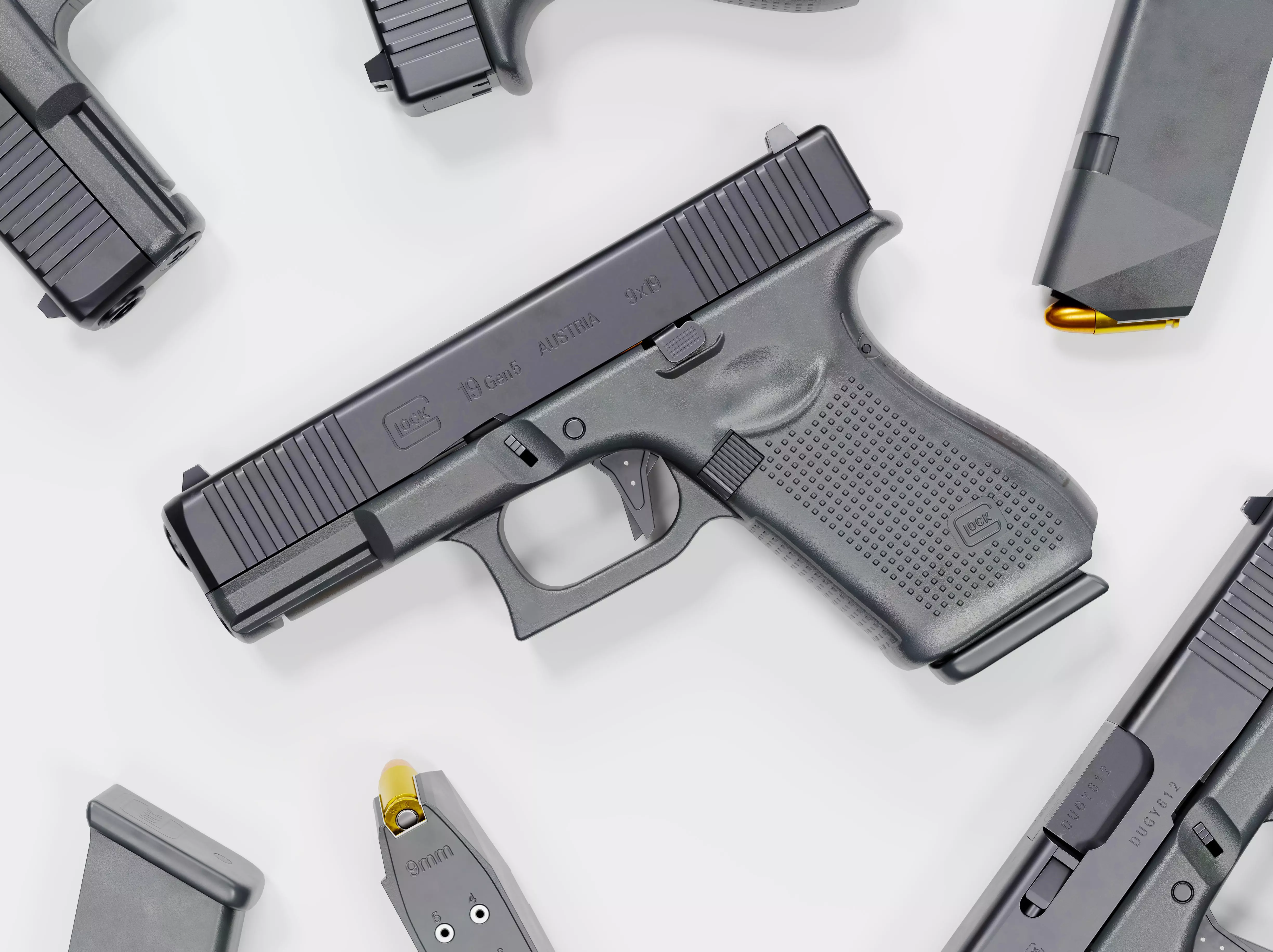 Glock 19 Pistol Low-poly 3D model_0