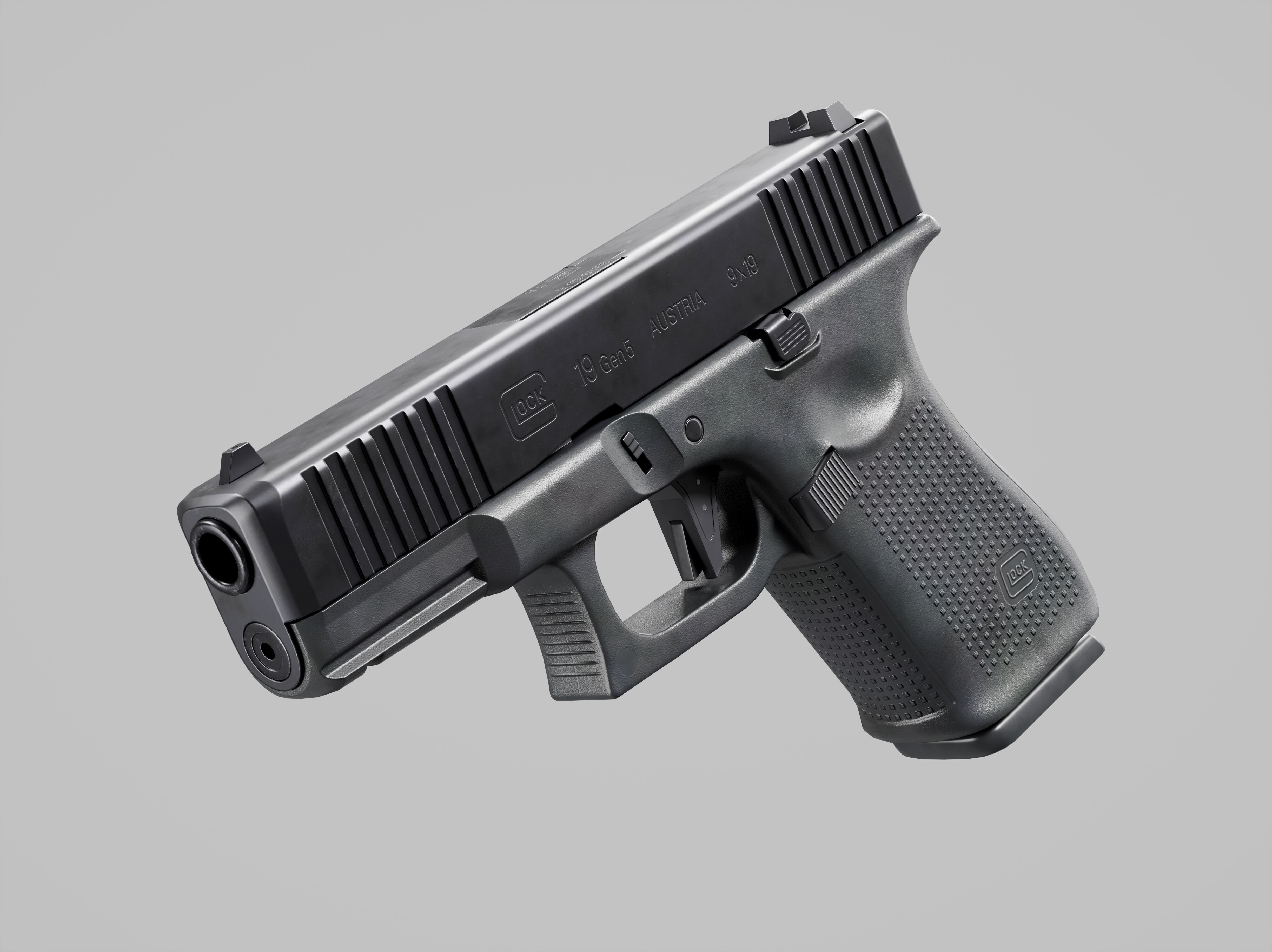 Glock 19 Pistol Low-poly 3D model_7