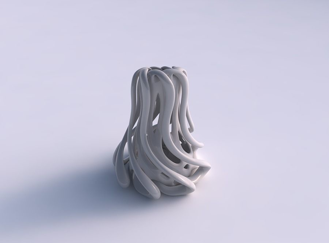 Vase flared double twisted small with collapsed top eccentric