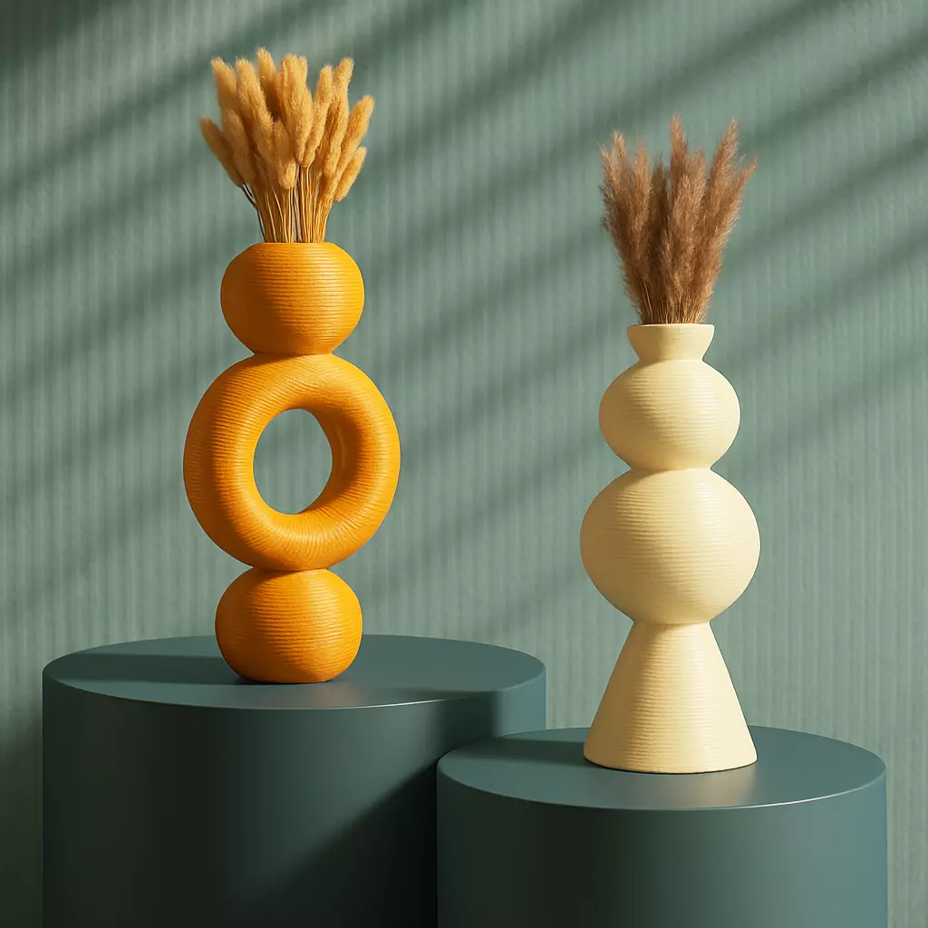 Minimalist Circular Vase Set - 2 pcs - Vases Bundle 3D print model