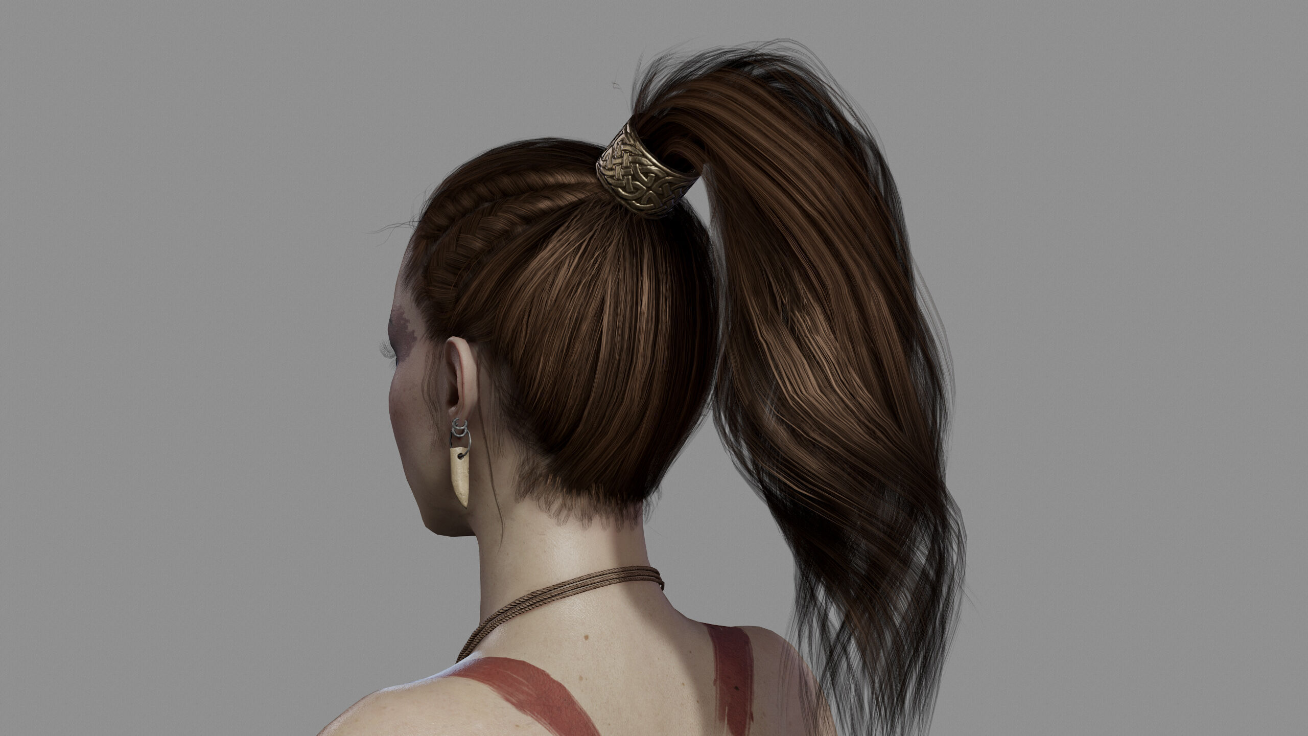 Barbarian Female Warrior Low-poly 3D model_8