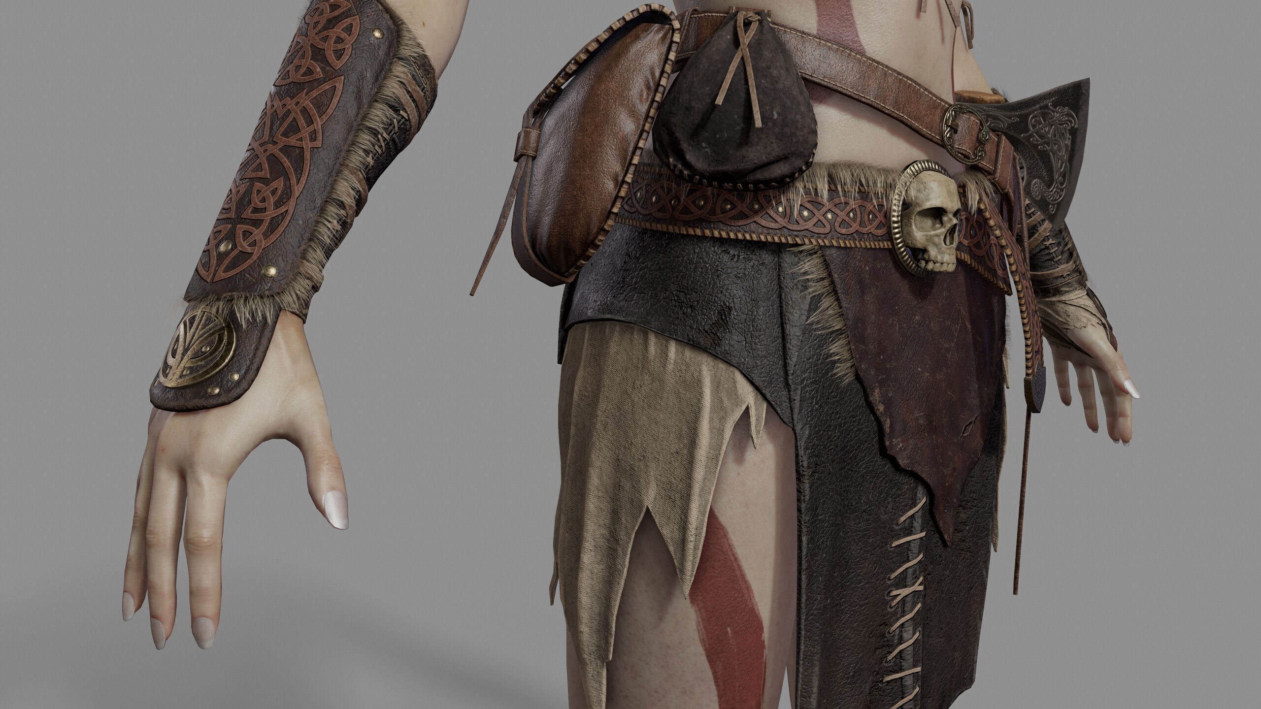 Barbarian Female Warrior Low-poly 3D model_18