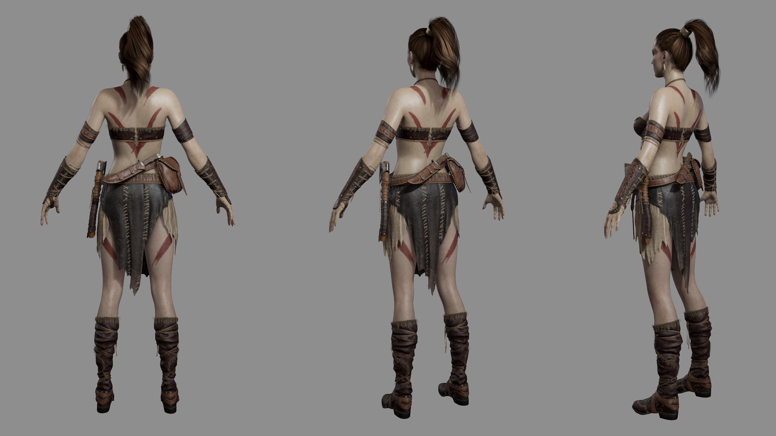 Barbarian Female Warrior Low-poly 3D model_28