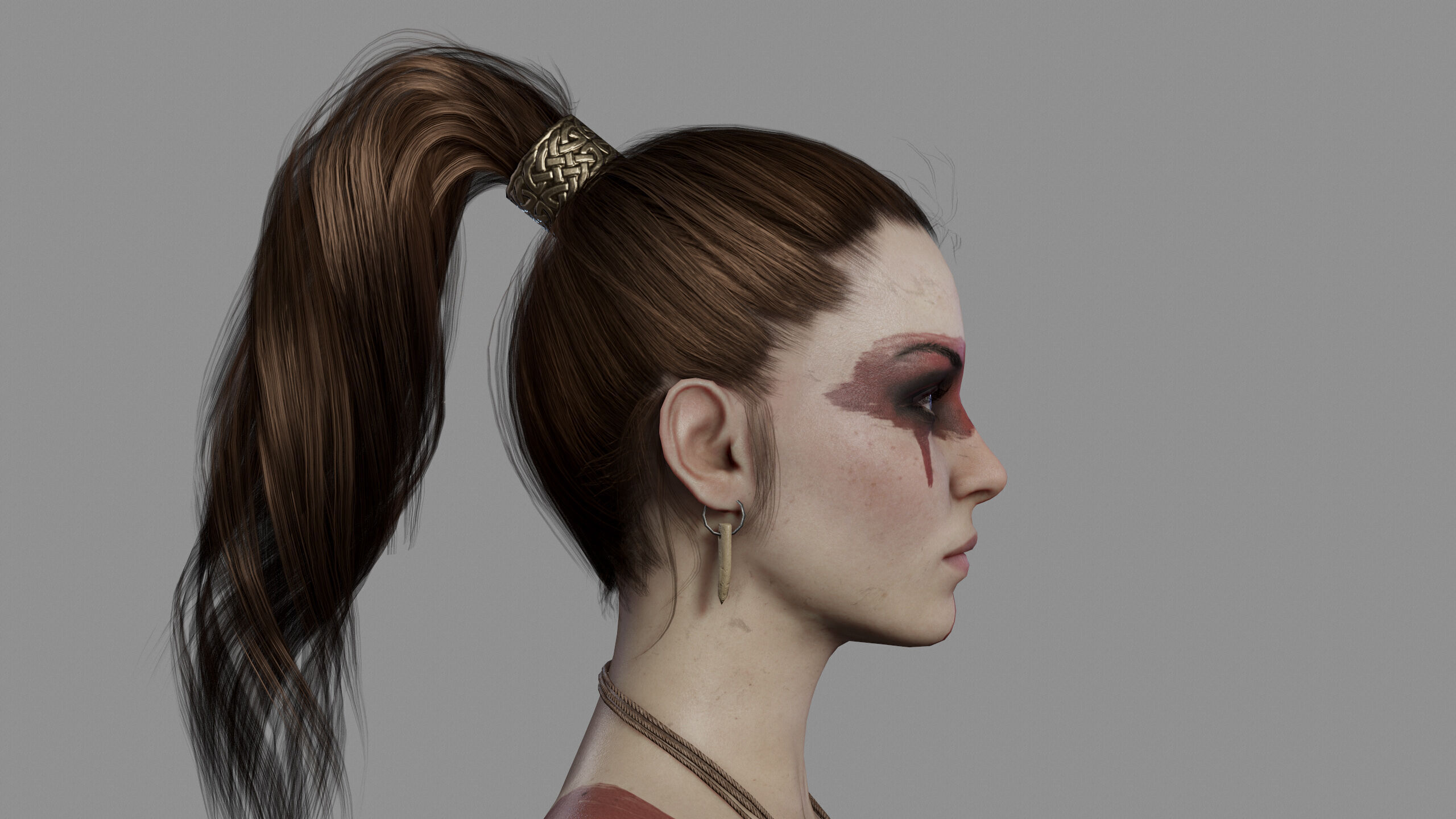 Barbarian Female Warrior Low-poly 3D model_6