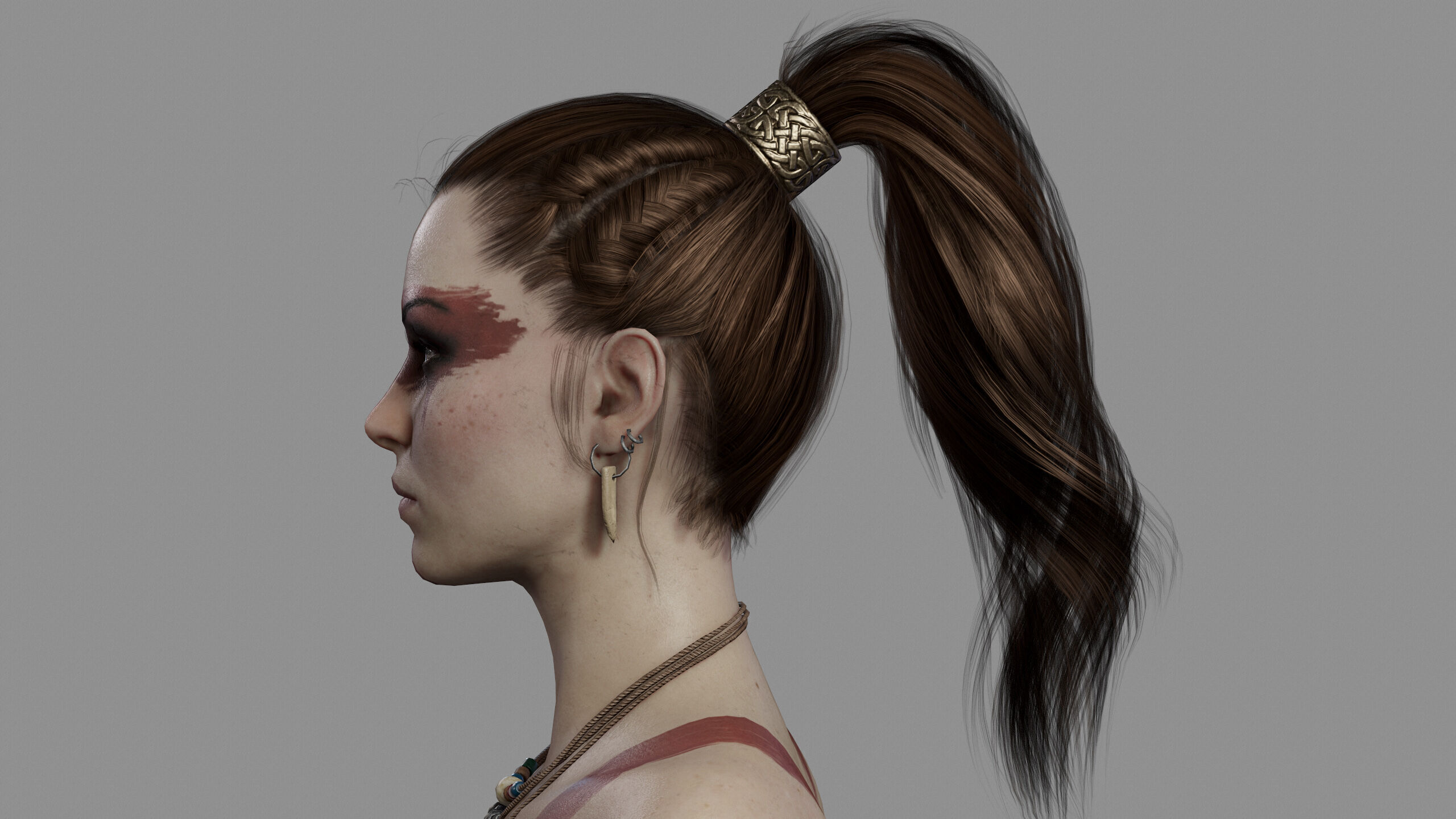 Barbarian Female Warrior Low-poly 3D model_9