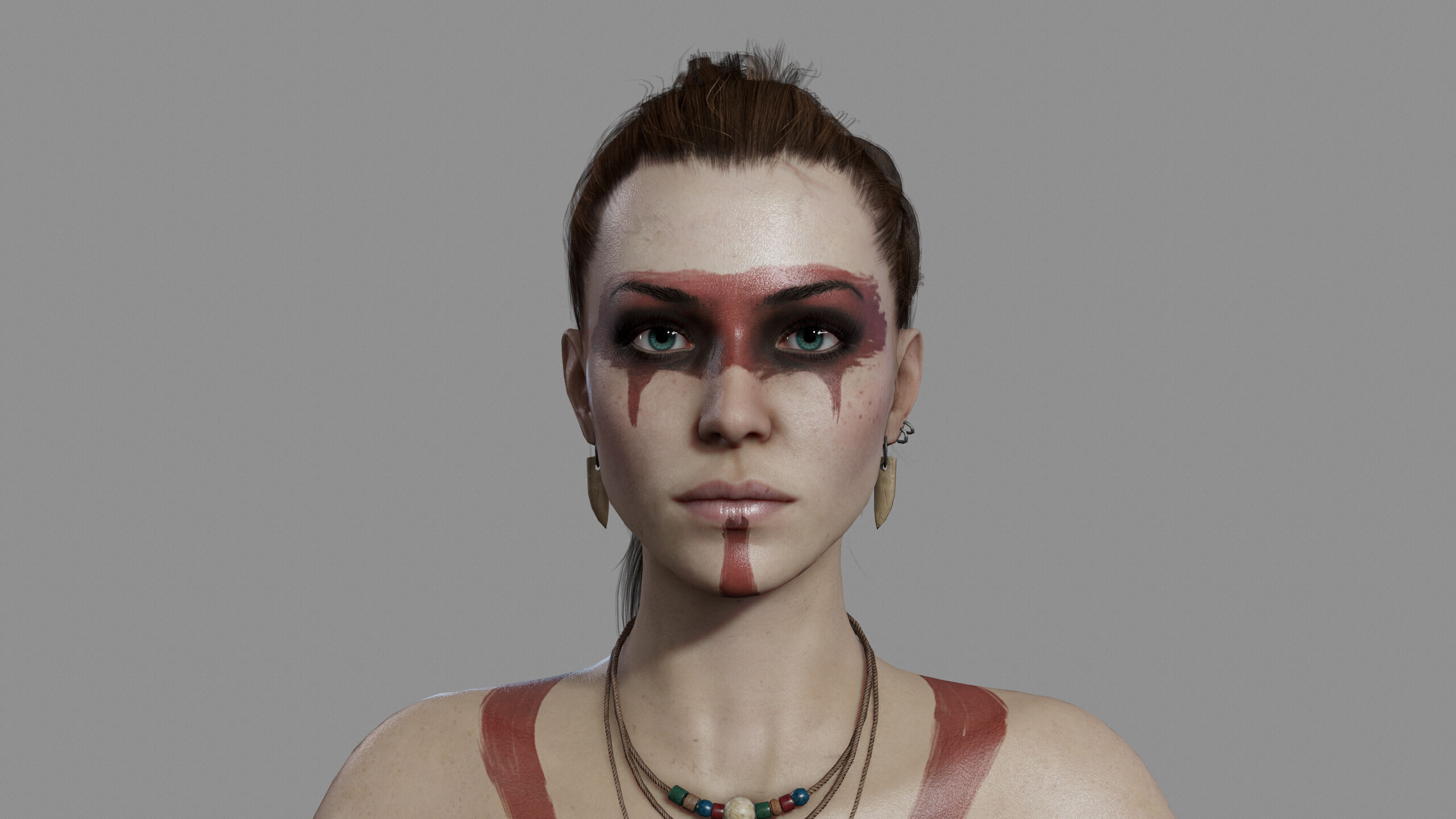 Barbarian Female Warrior Low-poly 3D model_4